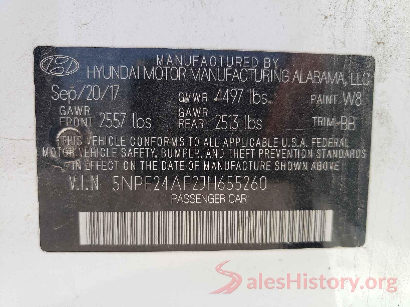 5NPE24AF2JH655260 2018 HYUNDAI SONATA