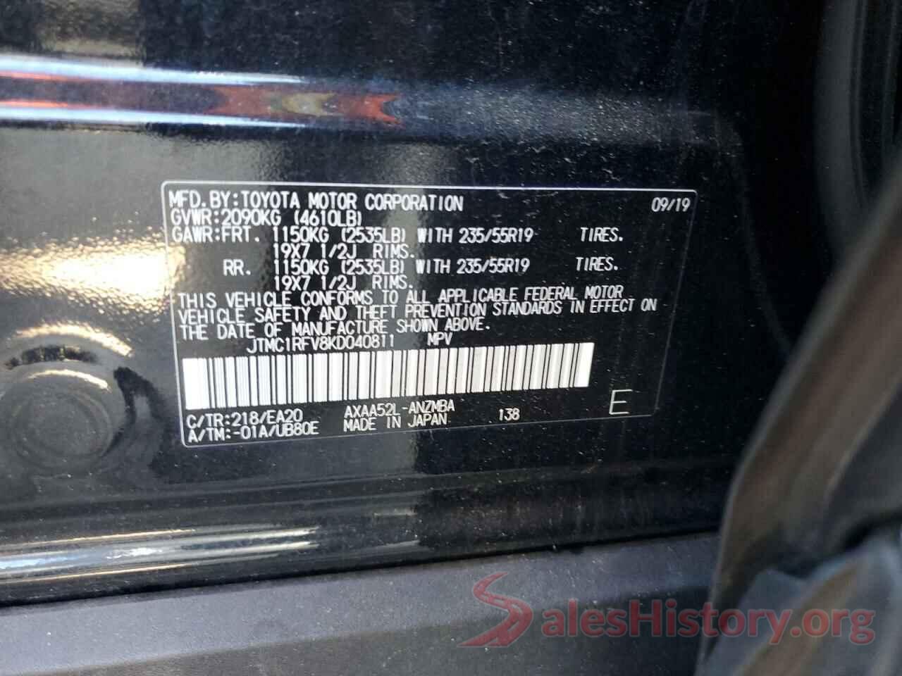 JTMC1RFV8KD040811 2019 TOYOTA RAV4