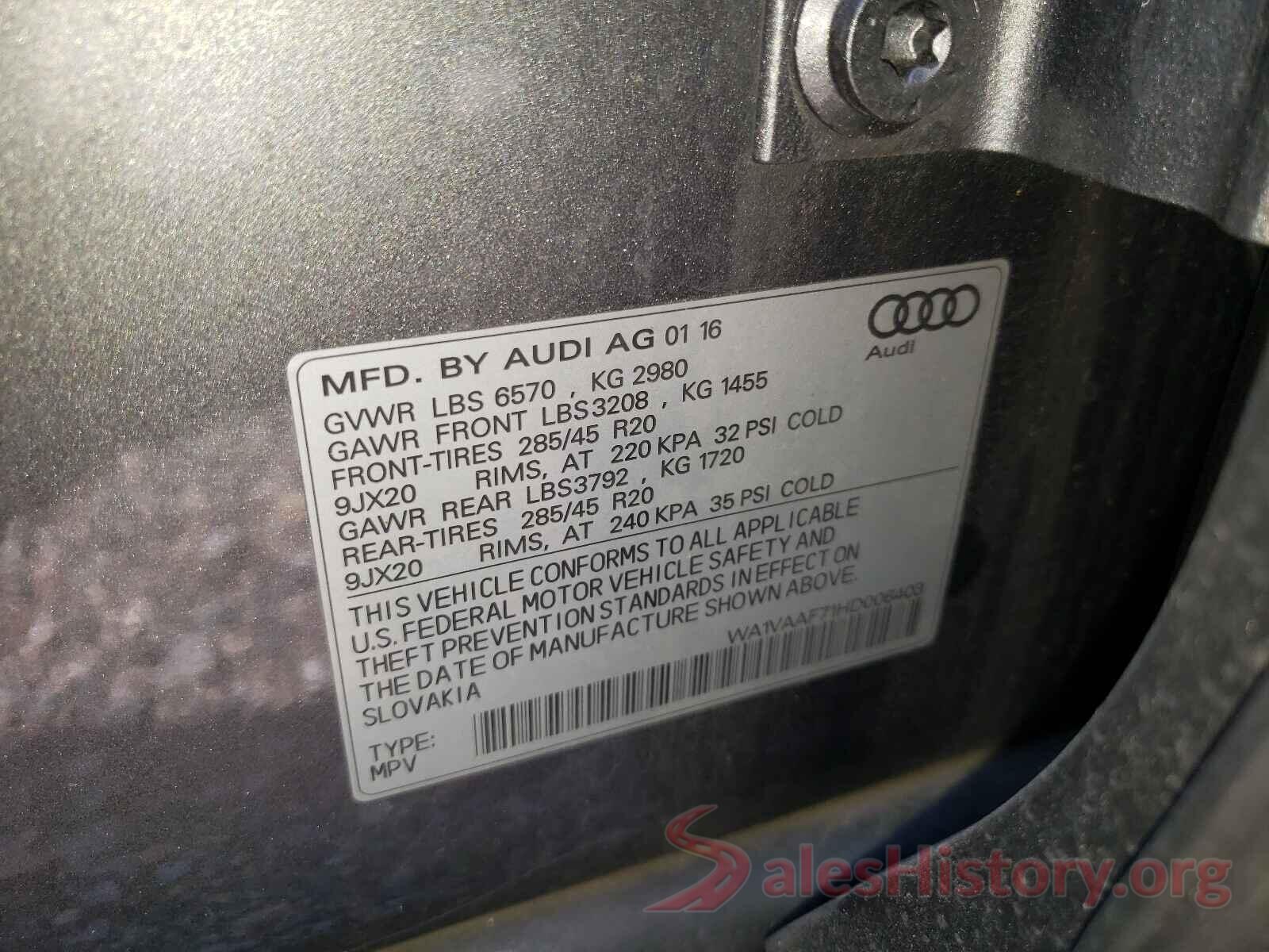 WA1VAAF71HD006403 2017 AUDI Q7