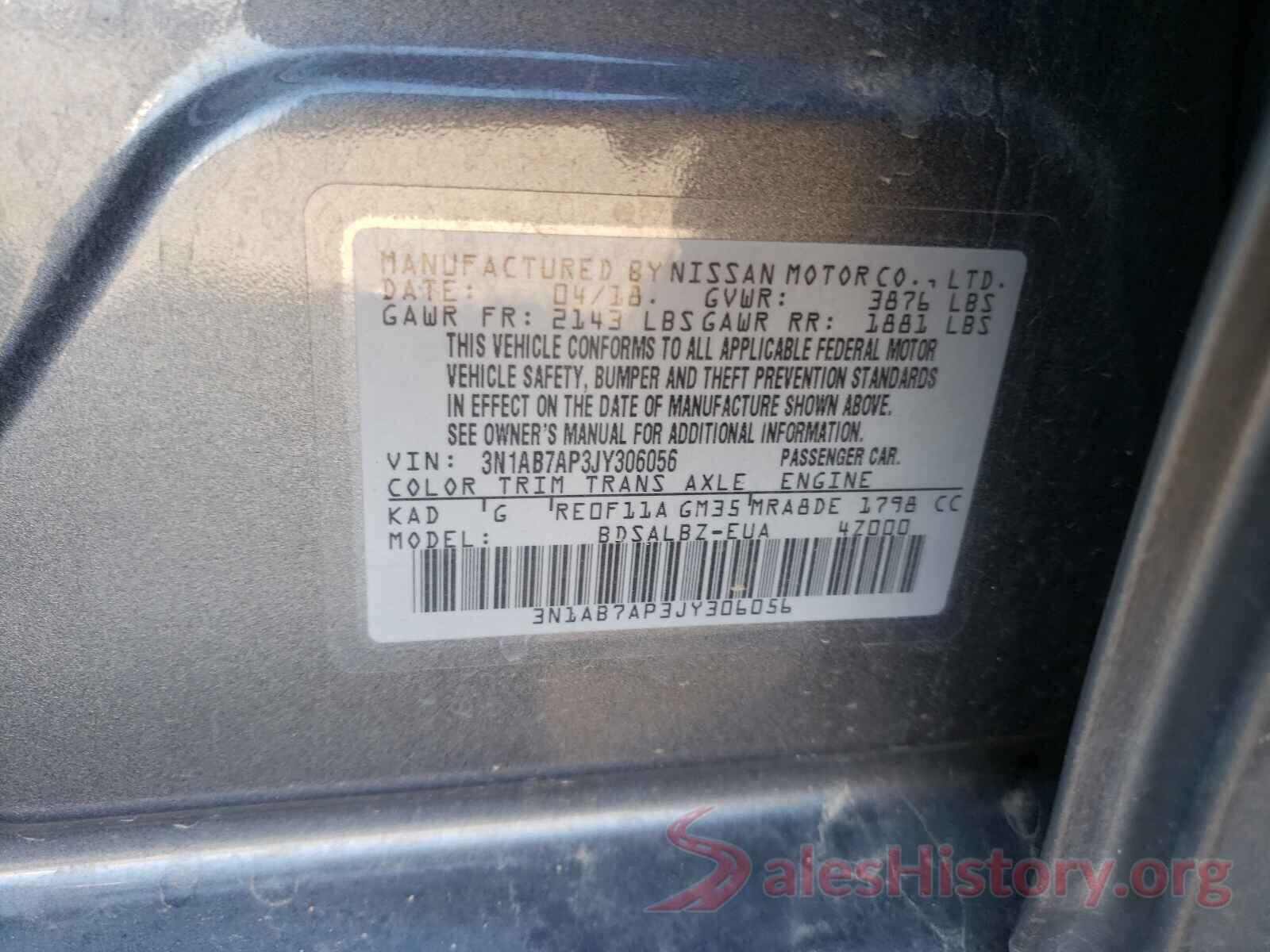 3N1AB7AP3JY306056 2018 NISSAN SENTRA