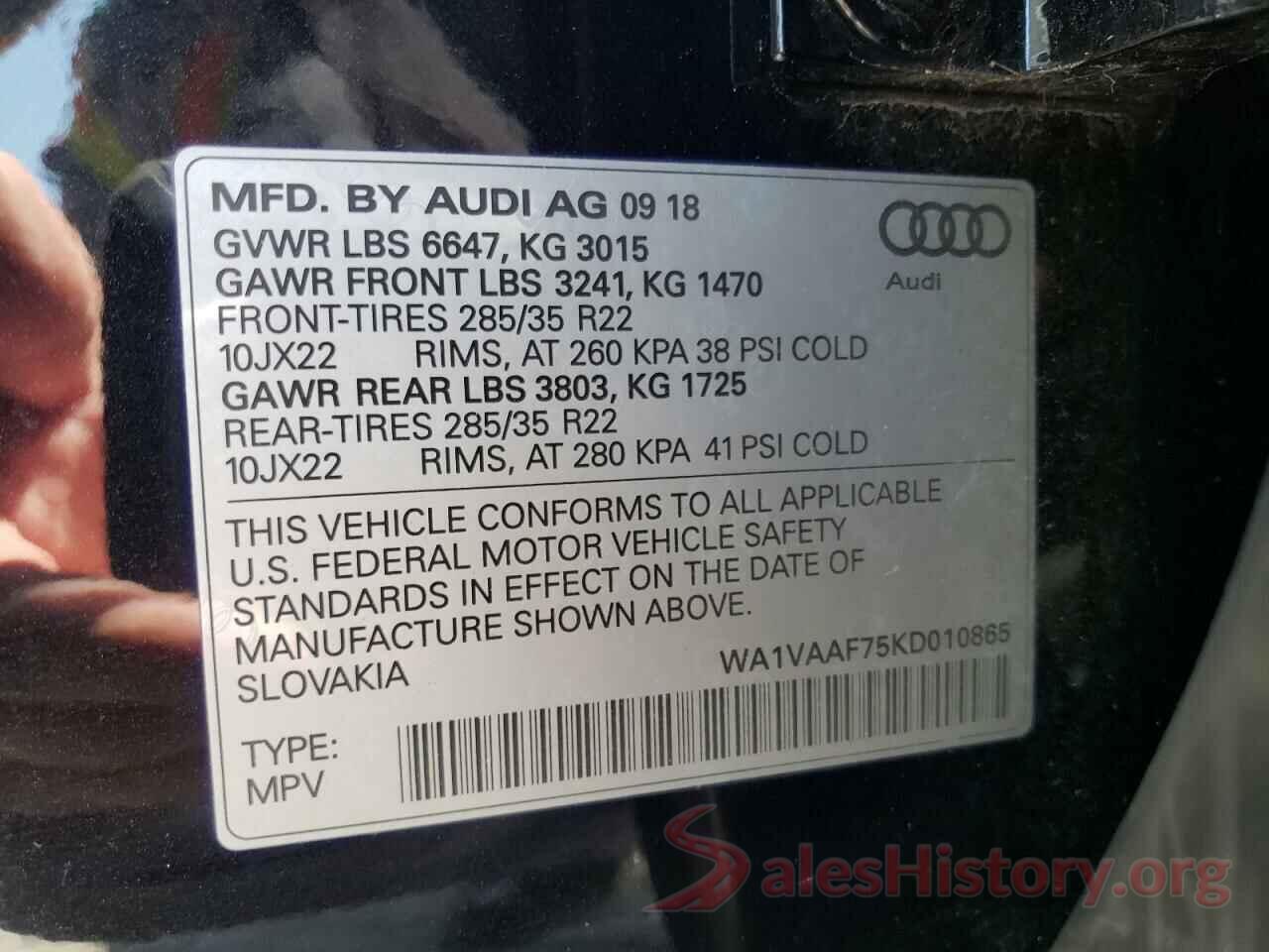 WA1VAAF75KD010865 2019 AUDI Q7