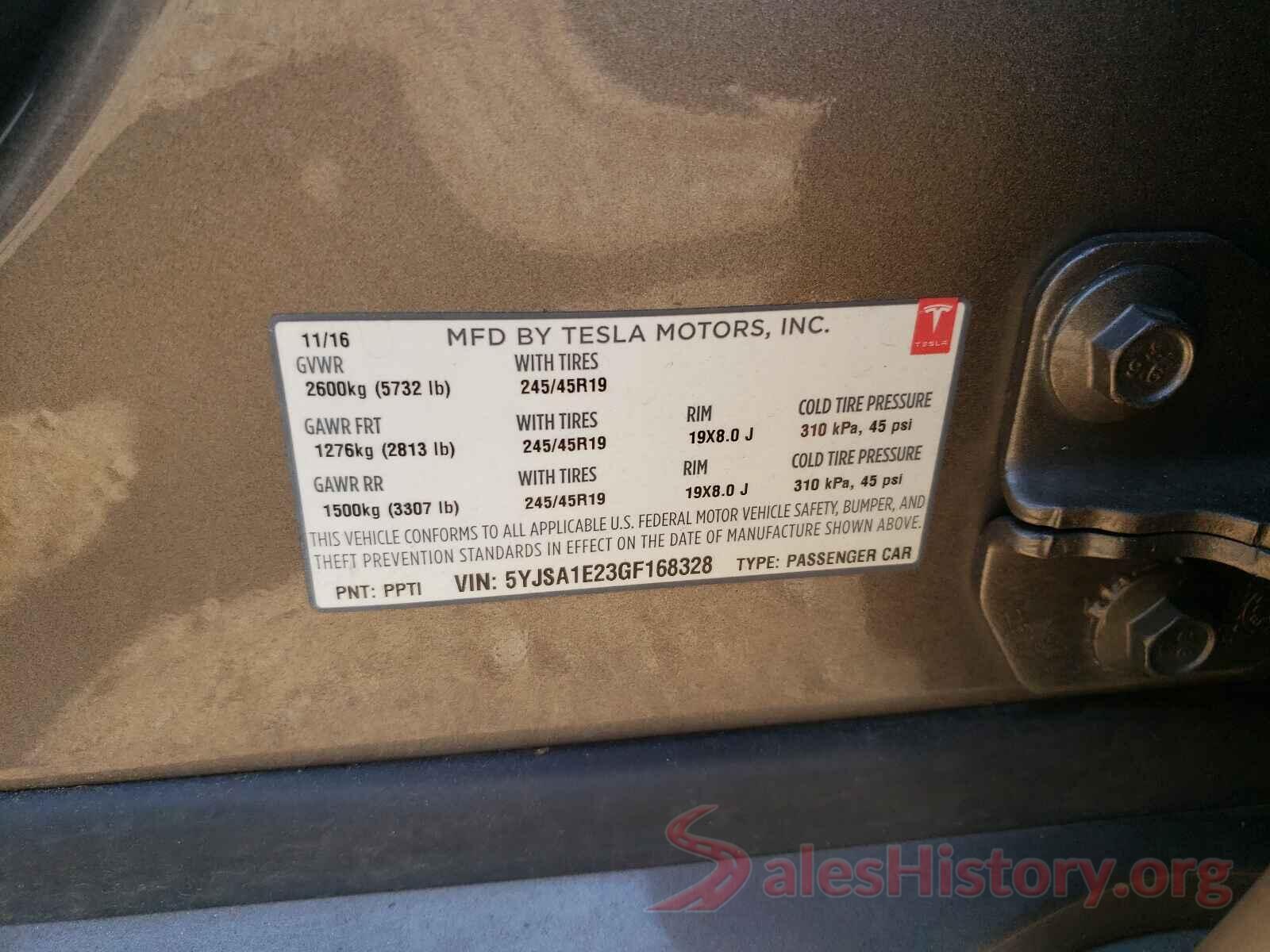 5YJSA1E23GF168328 2016 TESLA MODEL S