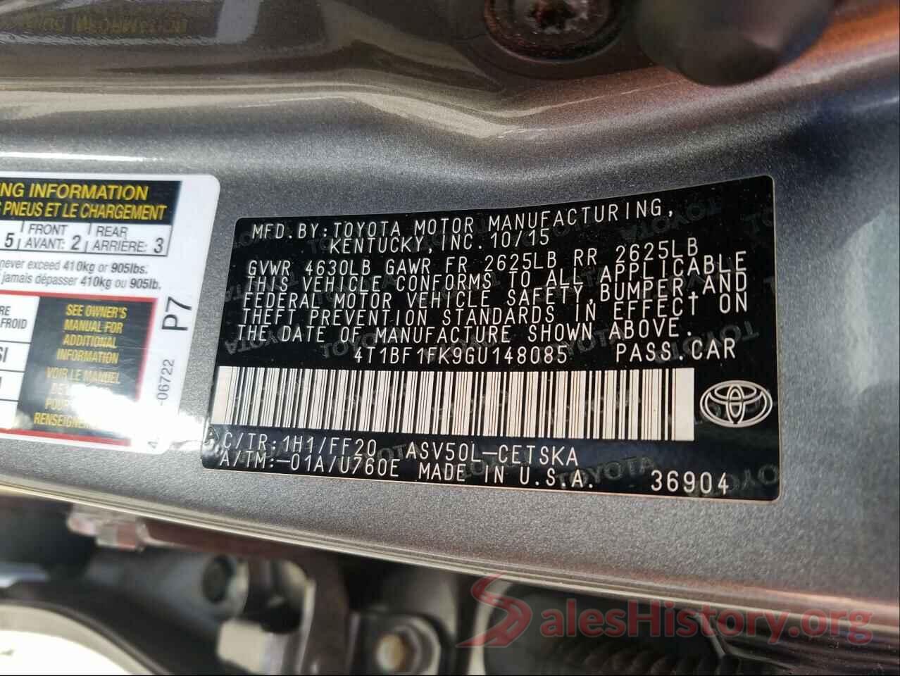 4T1BF1FK9GU148085 2016 TOYOTA CAMRY