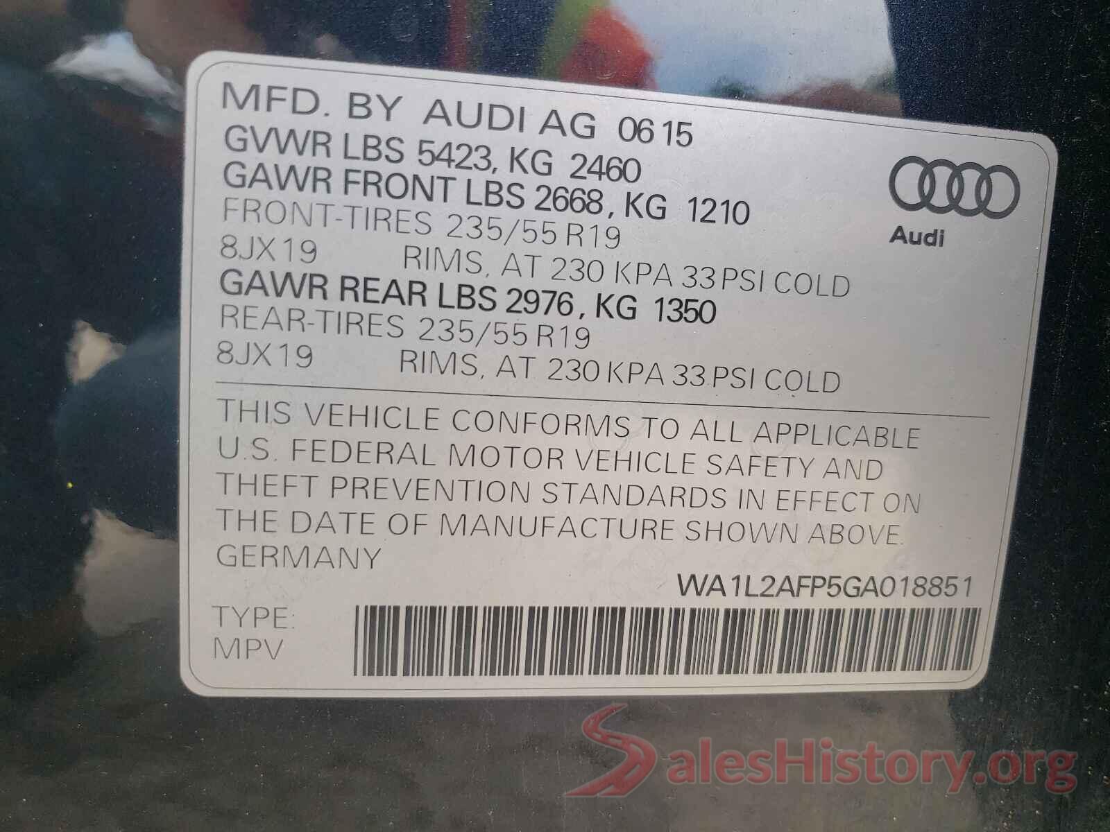 WA1L2AFP5GA018851 2016 AUDI Q5