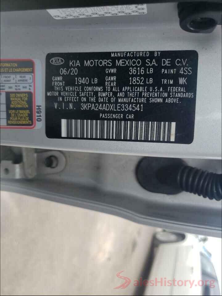 3KPA24ADXLE334541 2020 KIA RIO