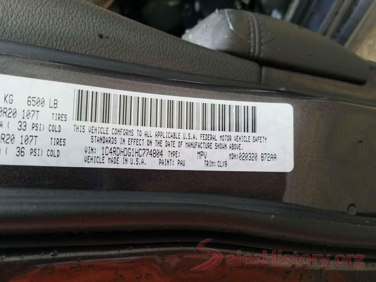 1C4RDHDG1HC774804 2017 DODGE DURANGO