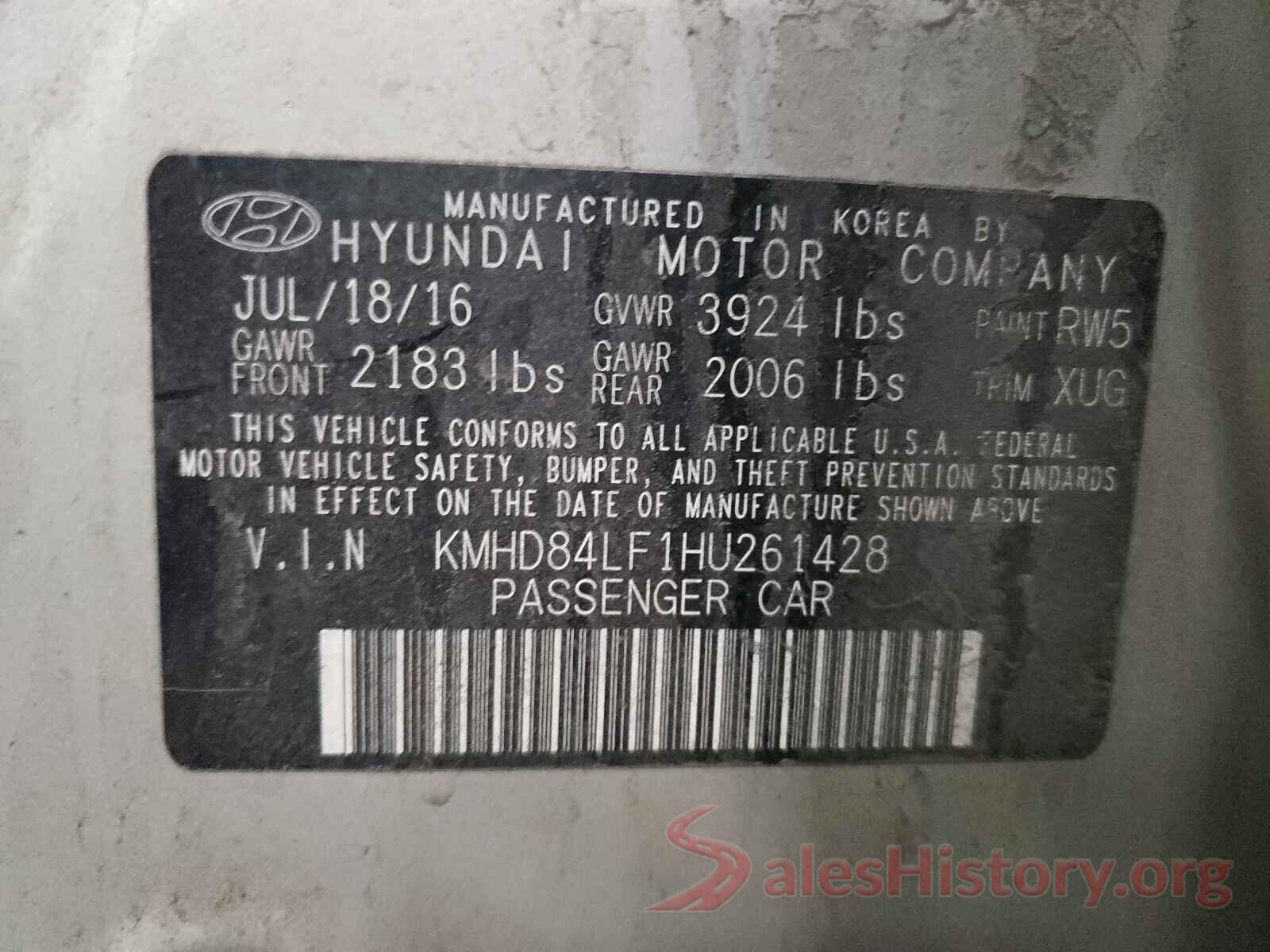 KMHD84LF1HU261428 2017 HYUNDAI ELANTRA