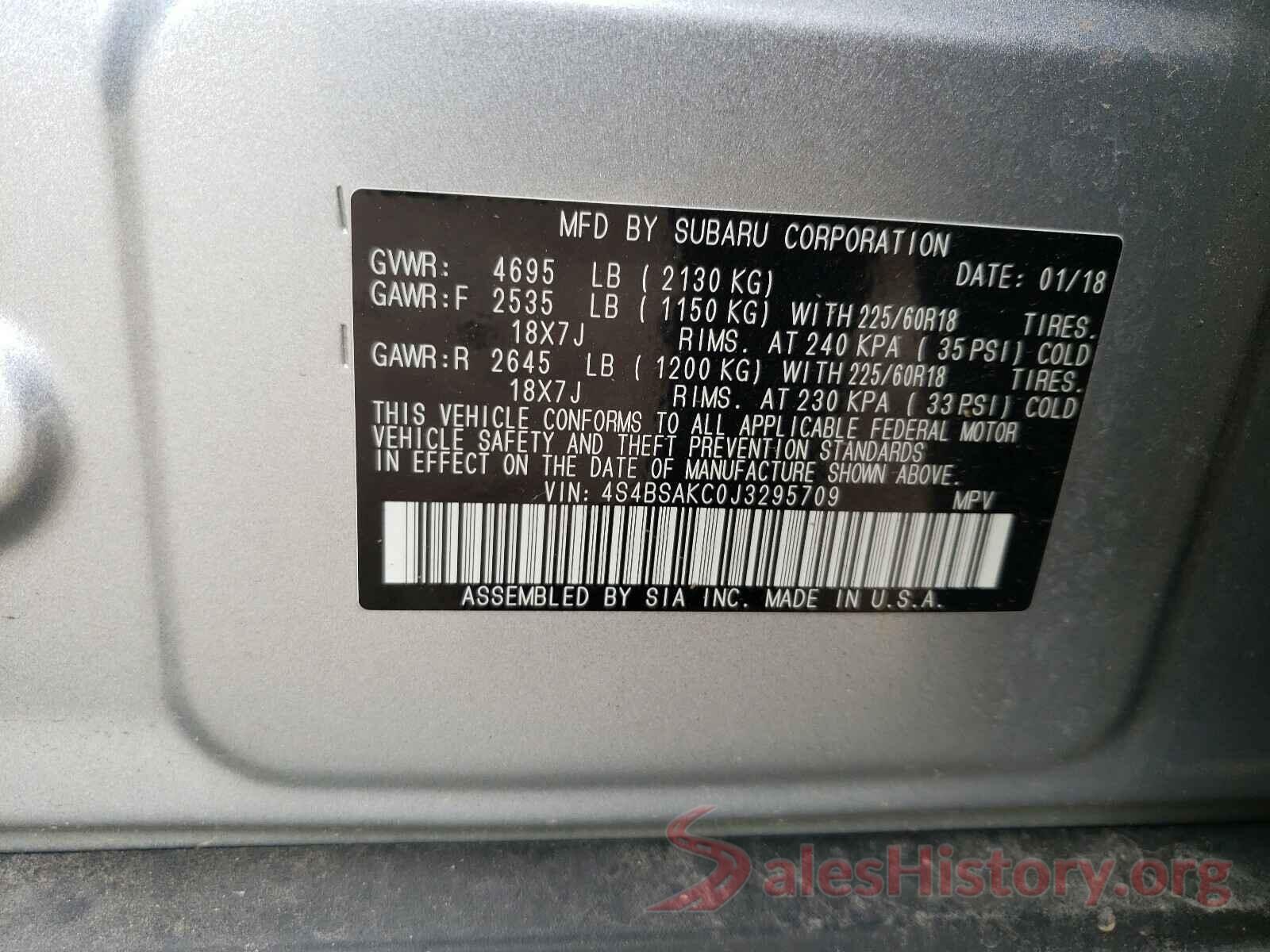 4S4BSAKC0J3295709 2018 SUBARU OUTBACK