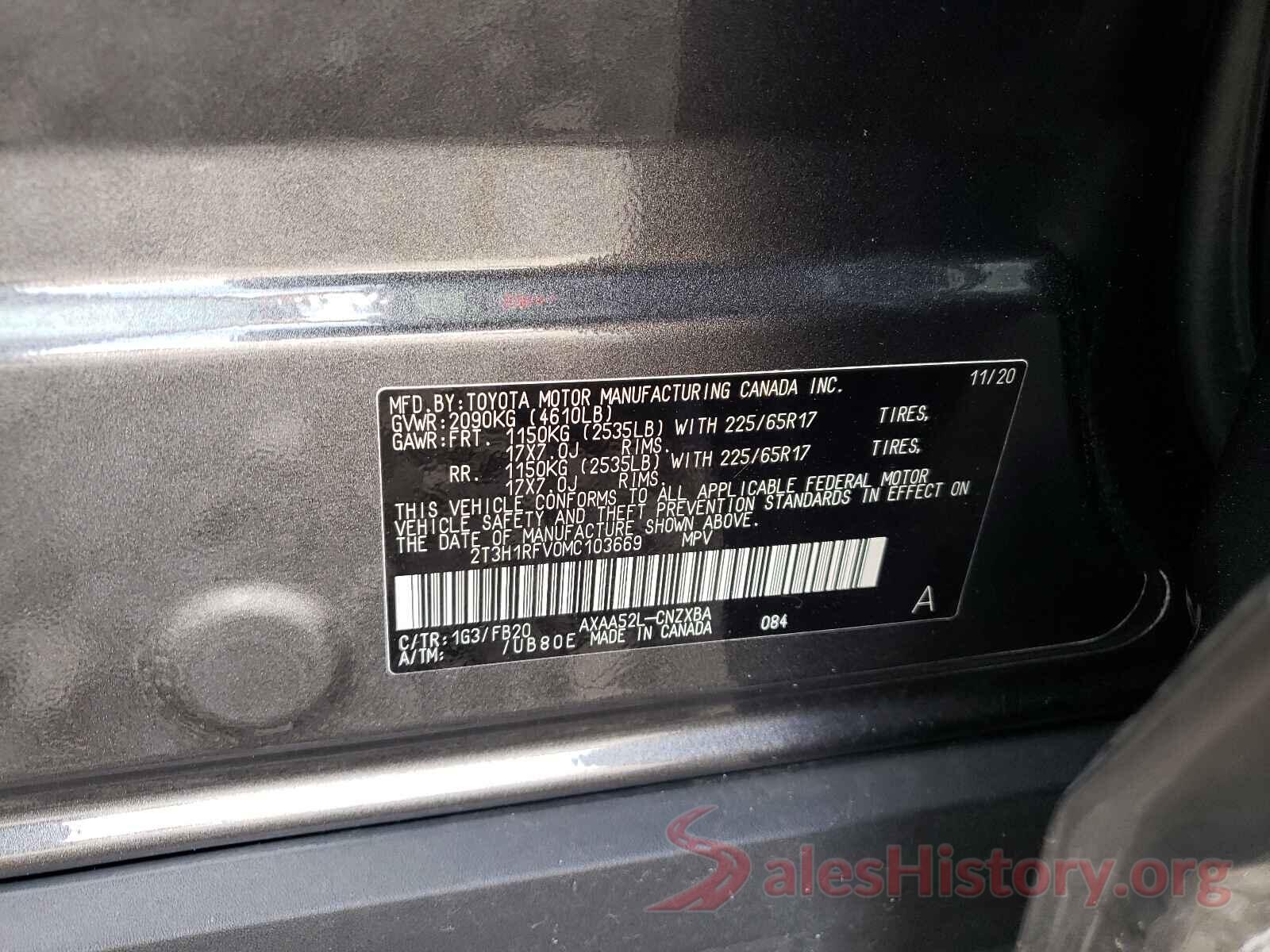 2T3H1RFV0MC103669 2021 TOYOTA RAV4