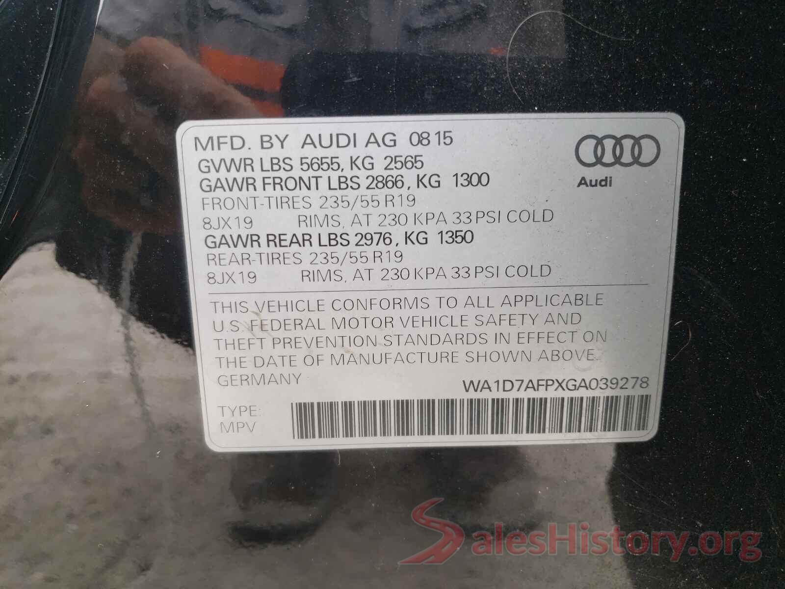 WA1D7AFPXGA039278 2016 AUDI Q3