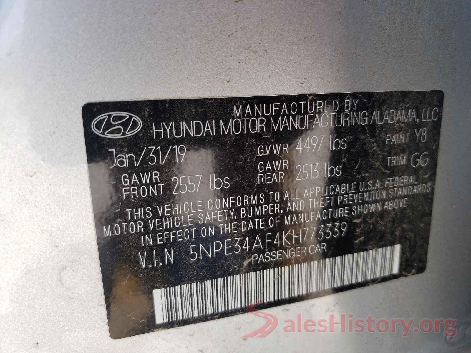 5NPE34AF4KH773339 2019 HYUNDAI SONATA