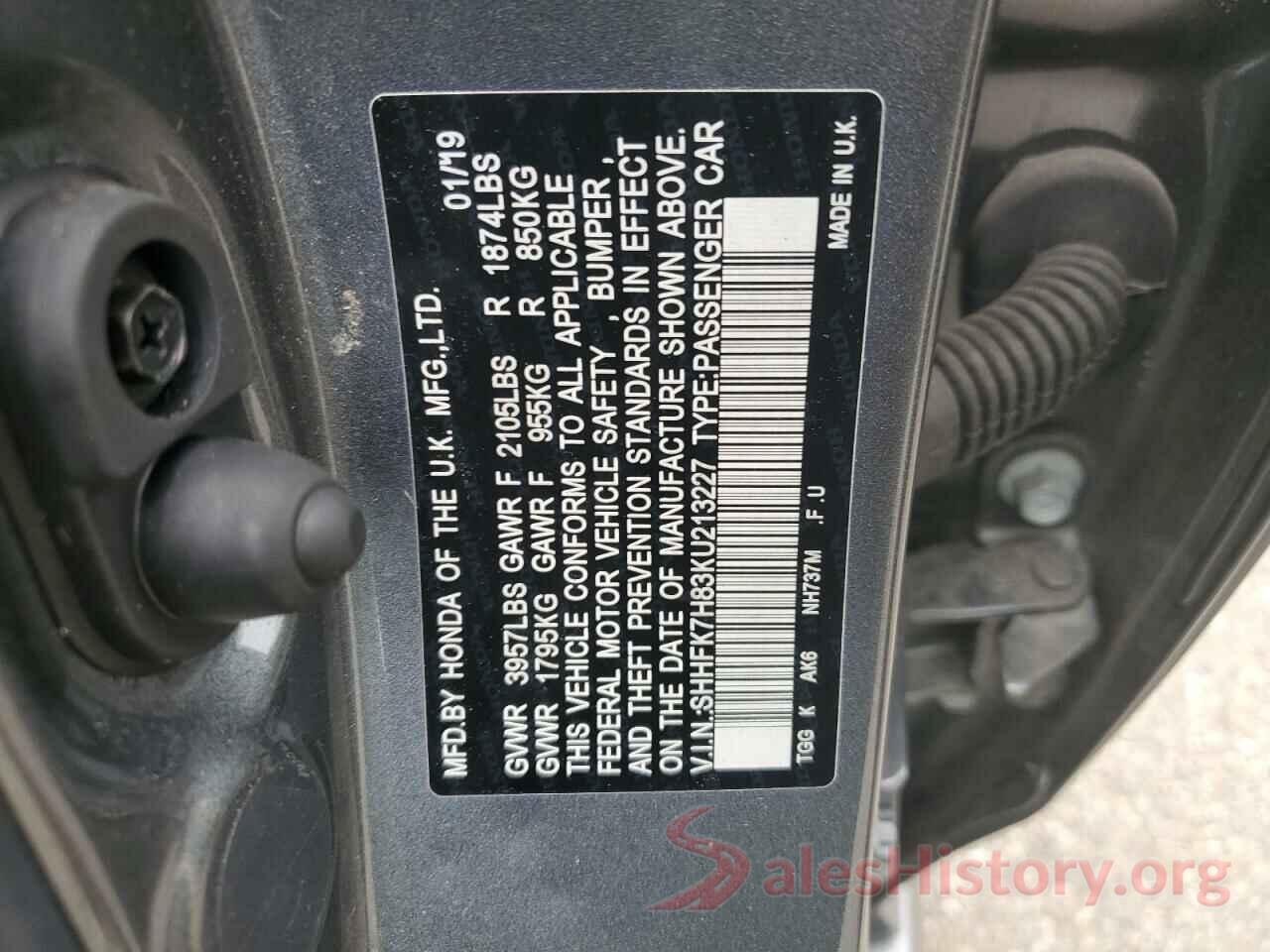 SHHFK7H83KU213227 2019 HONDA CIVIC