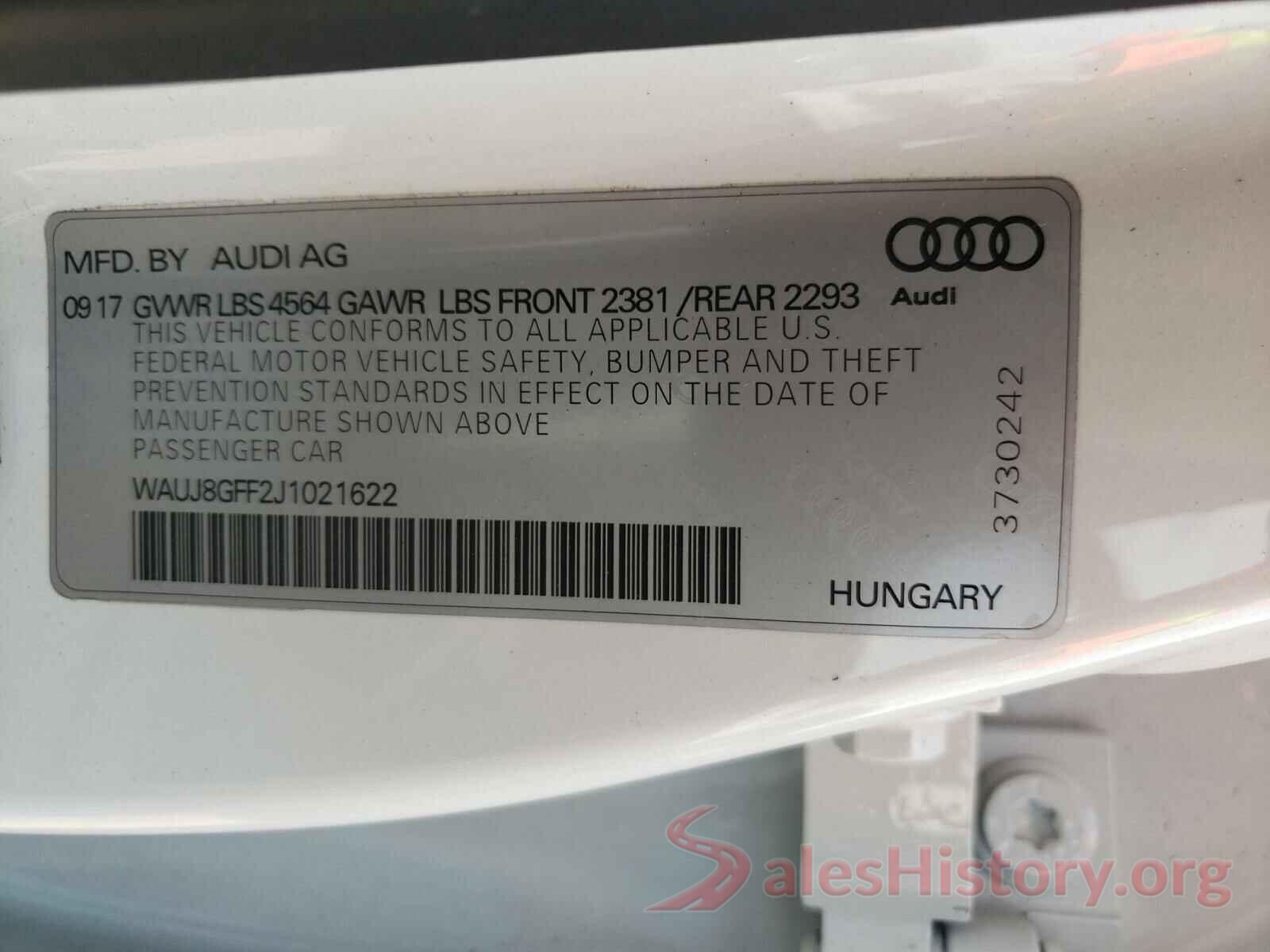 WAUJ8GFF2J1021622 2018 AUDI A3