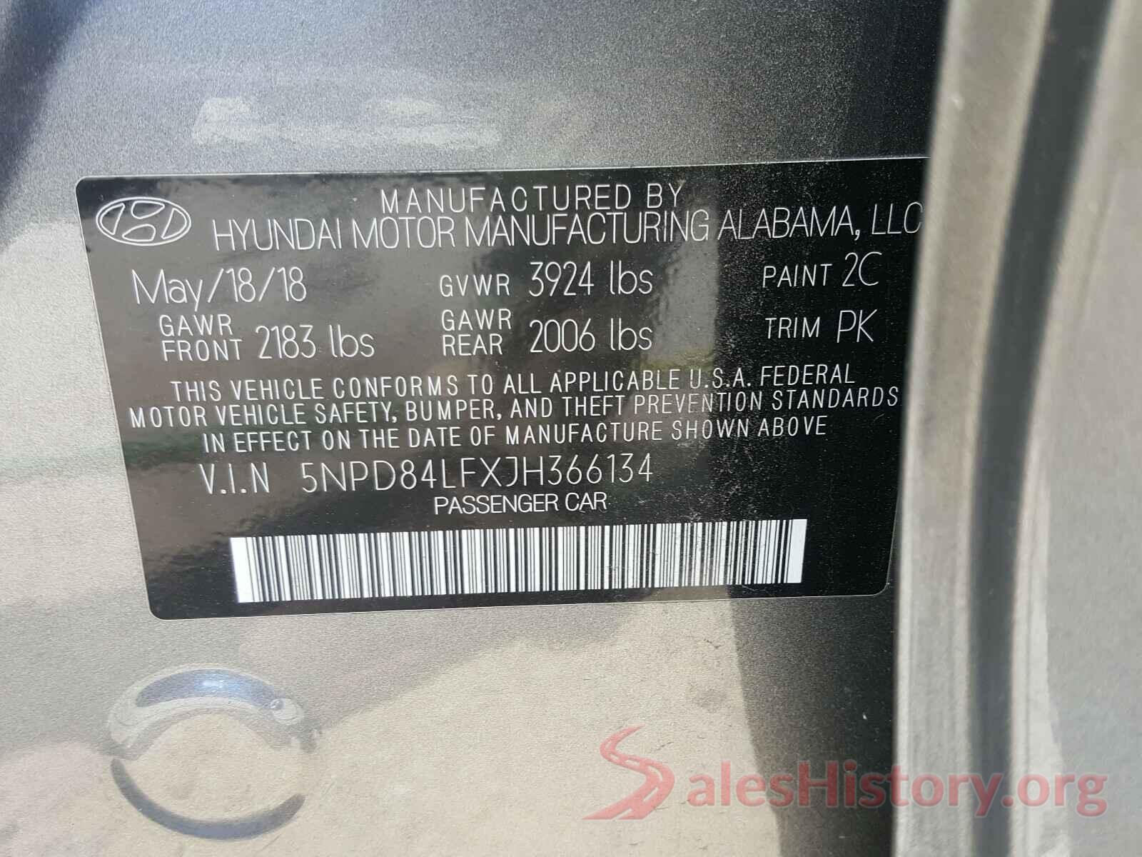 5NPD84LFXJH366134 2018 HYUNDAI ELANTRA