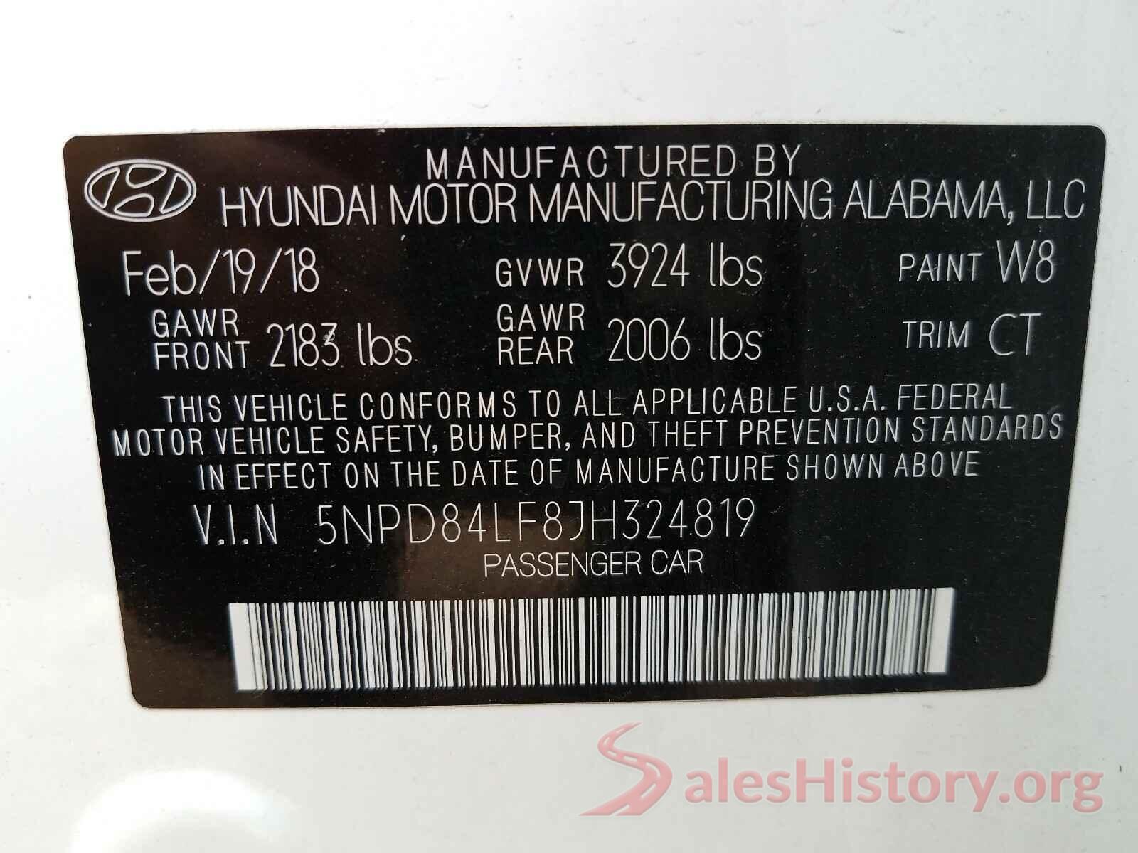 5NPD84LF8JH324819 2018 HYUNDAI ELANTRA