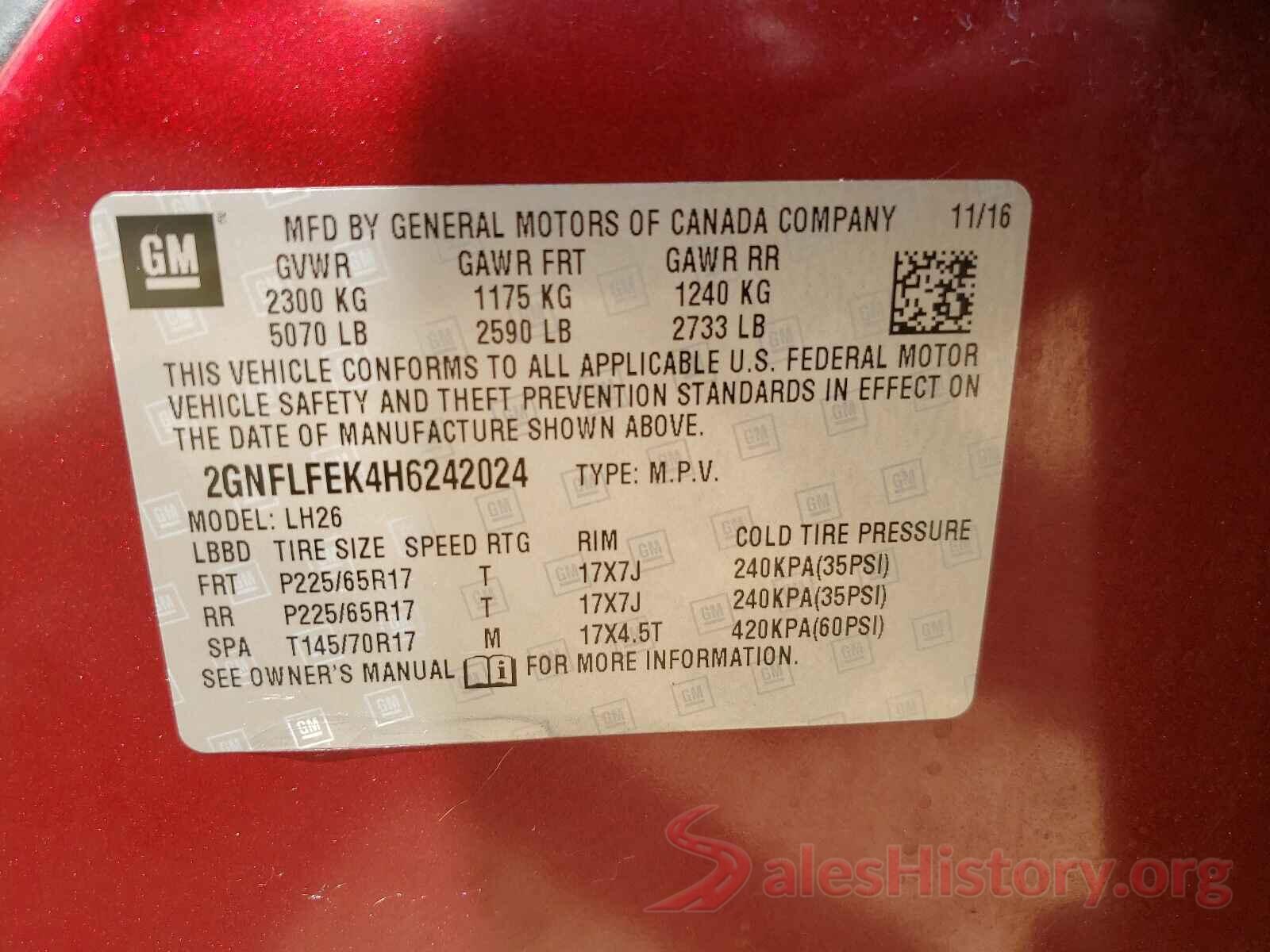 2GNFLFEK4H6242024 2017 CHEVROLET EQUINOX