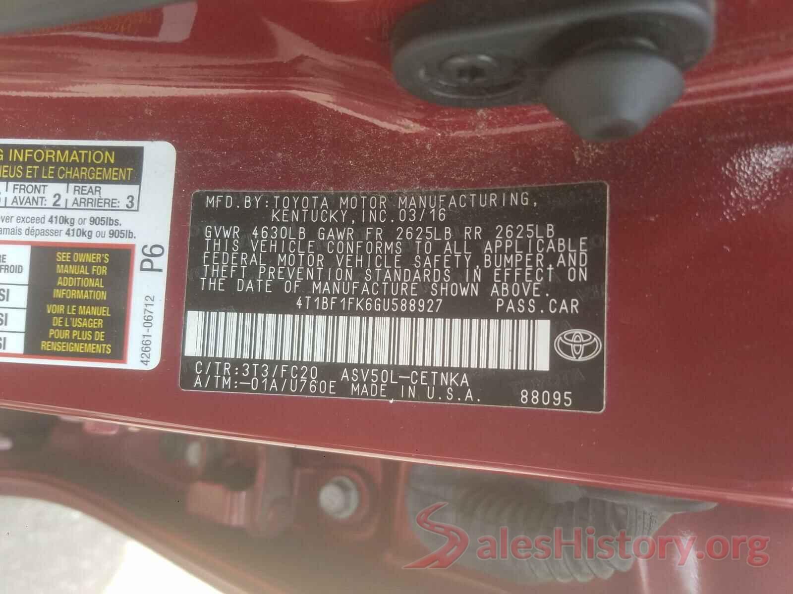 4T1BF1FK6GU588927 2016 TOYOTA CAMRY