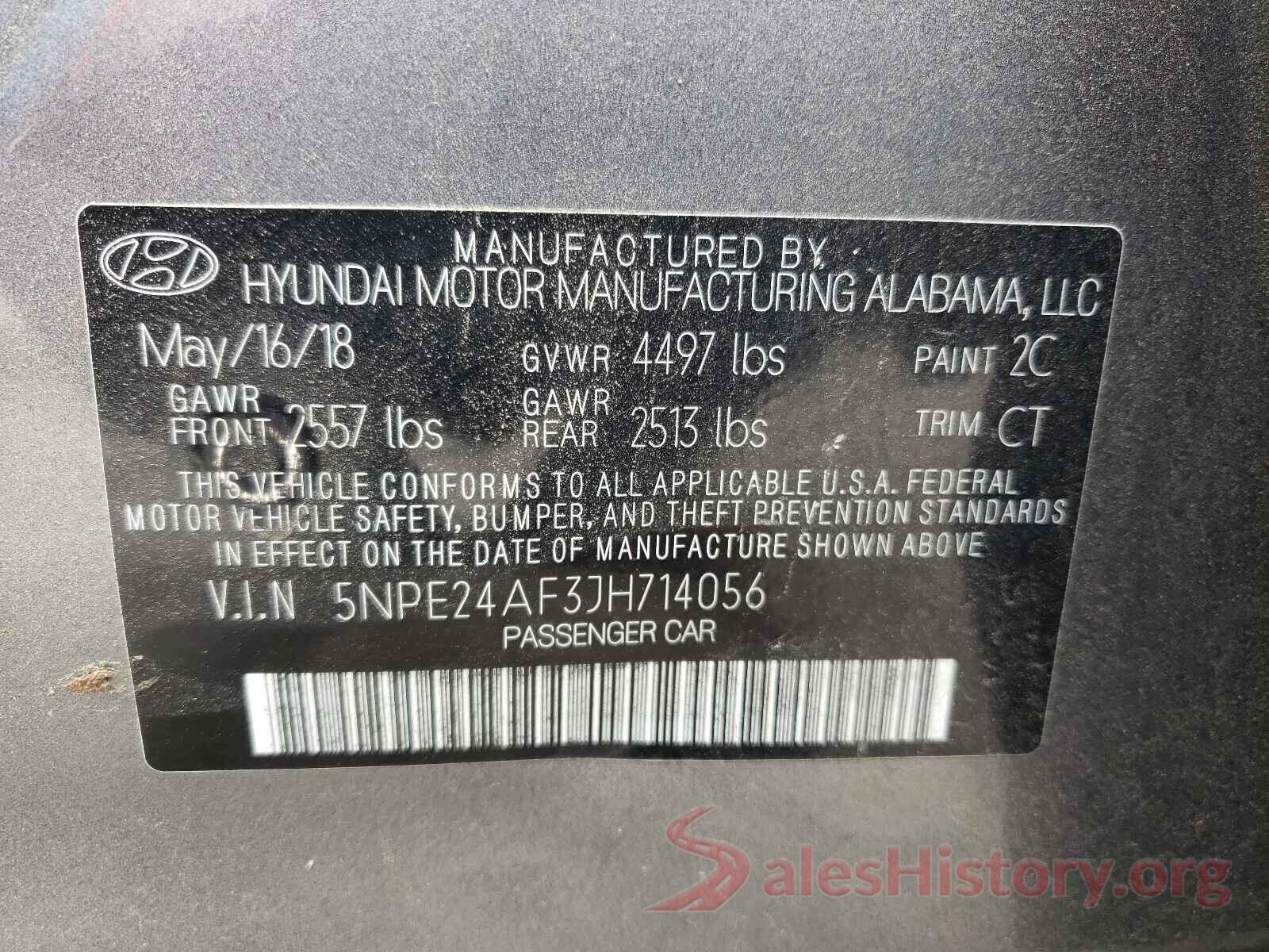 5NPE24AF3JH714056 2018 HYUNDAI SONATA