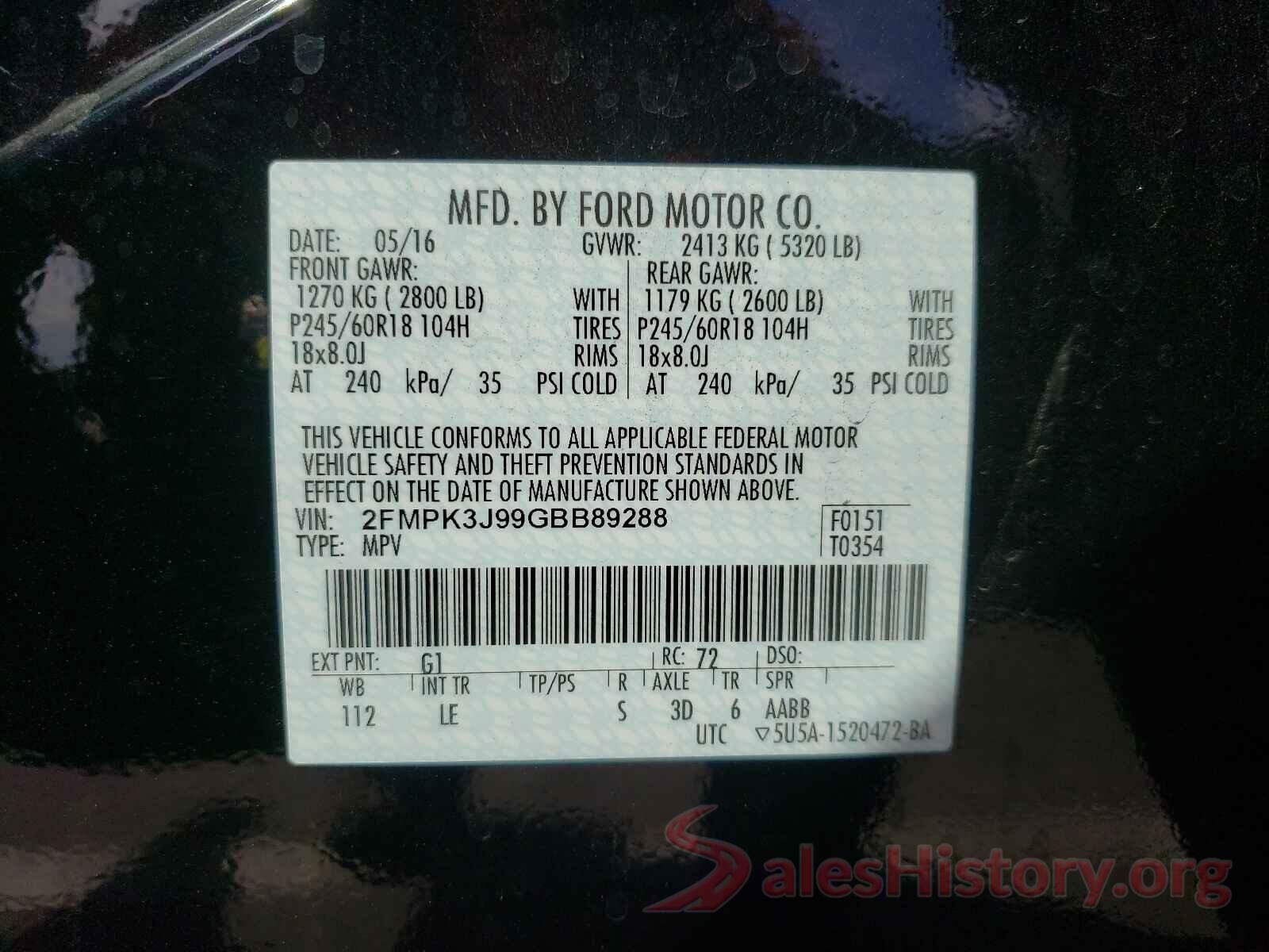 2FMPK3J99GBB89288 2016 FORD EDGE