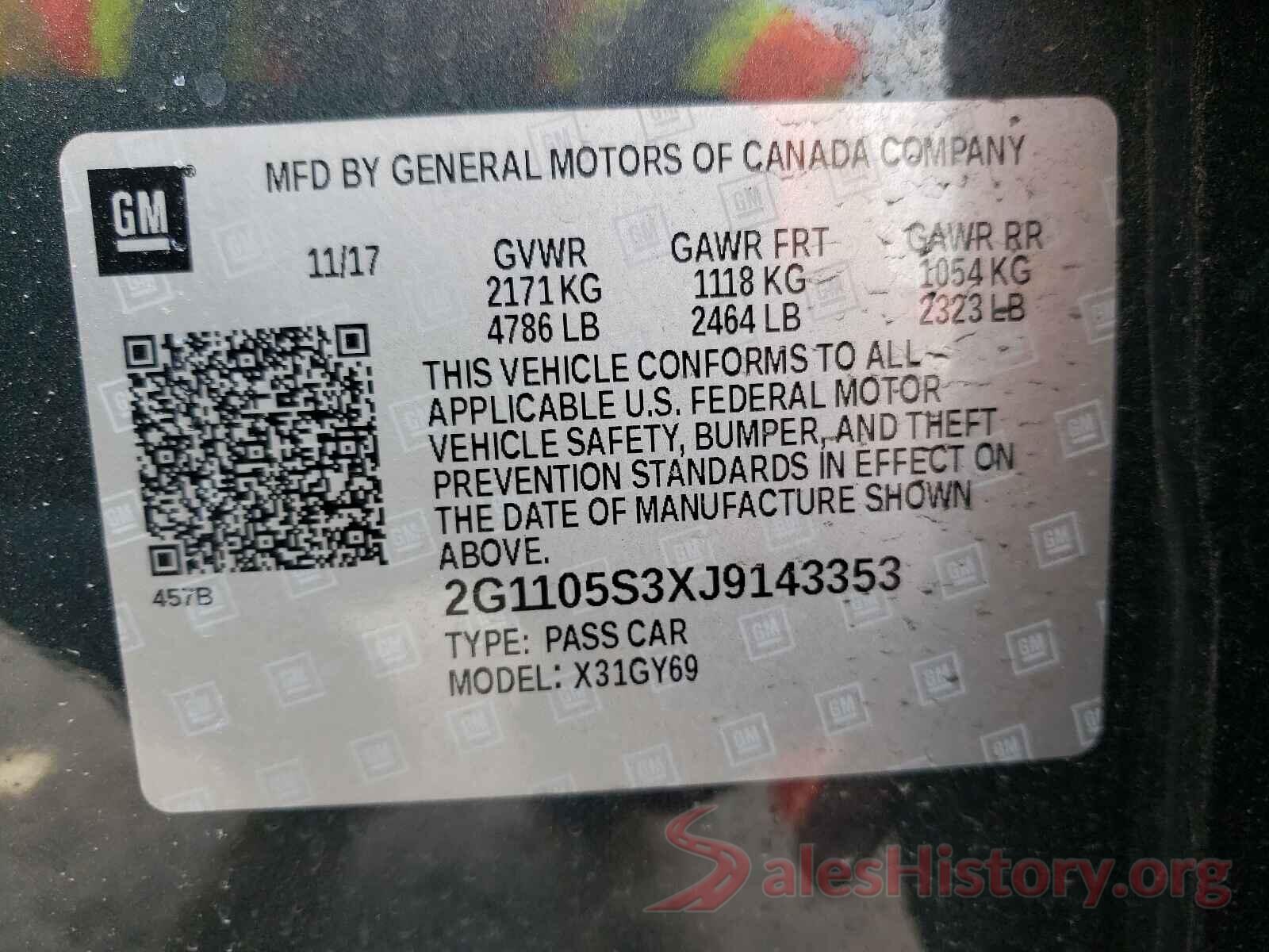 2G1105S3XJ9143353 2018 CHEVROLET IMPALA