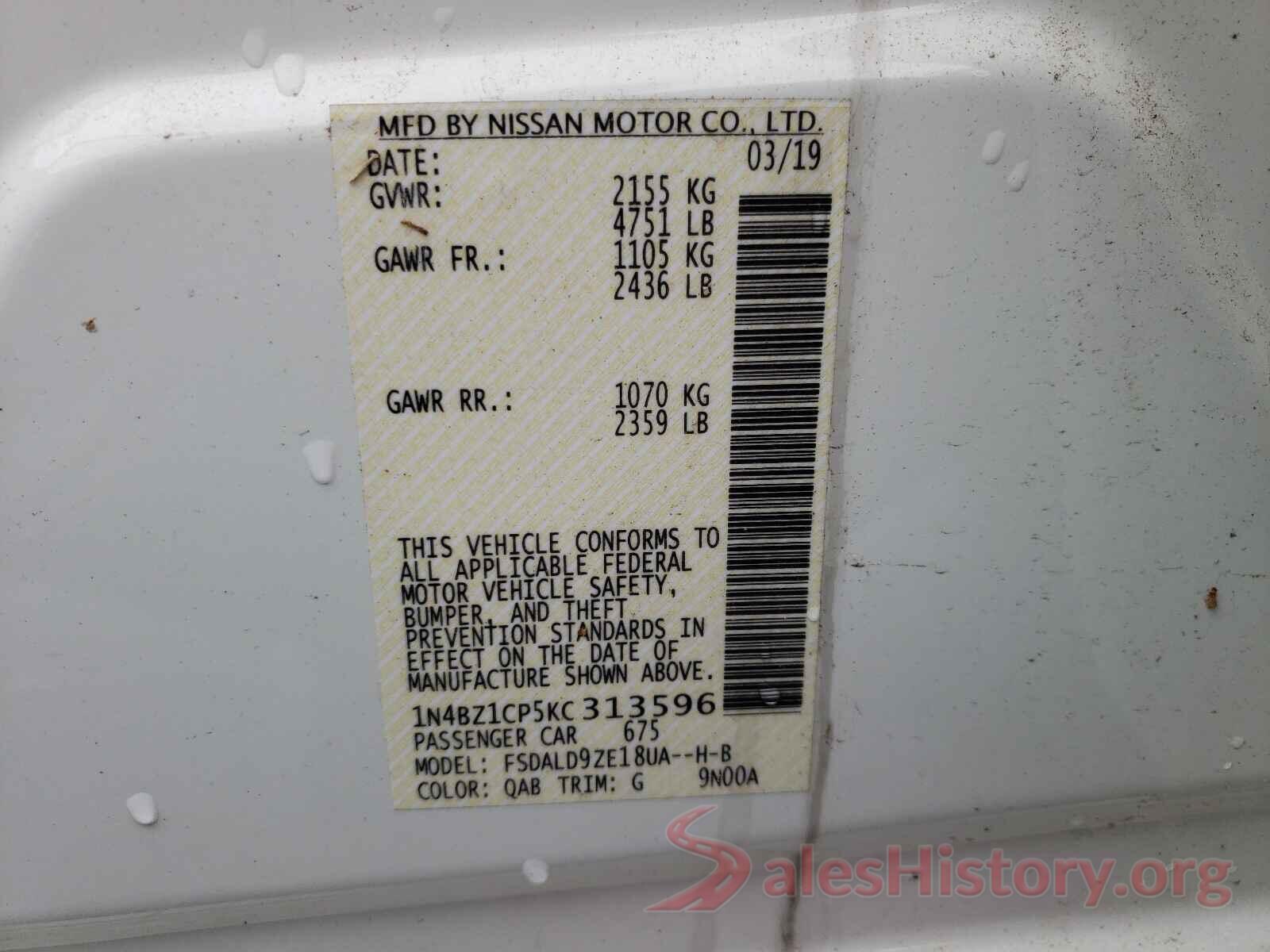 1N4BZ1CP5KC313596 2019 NISSAN LEAF