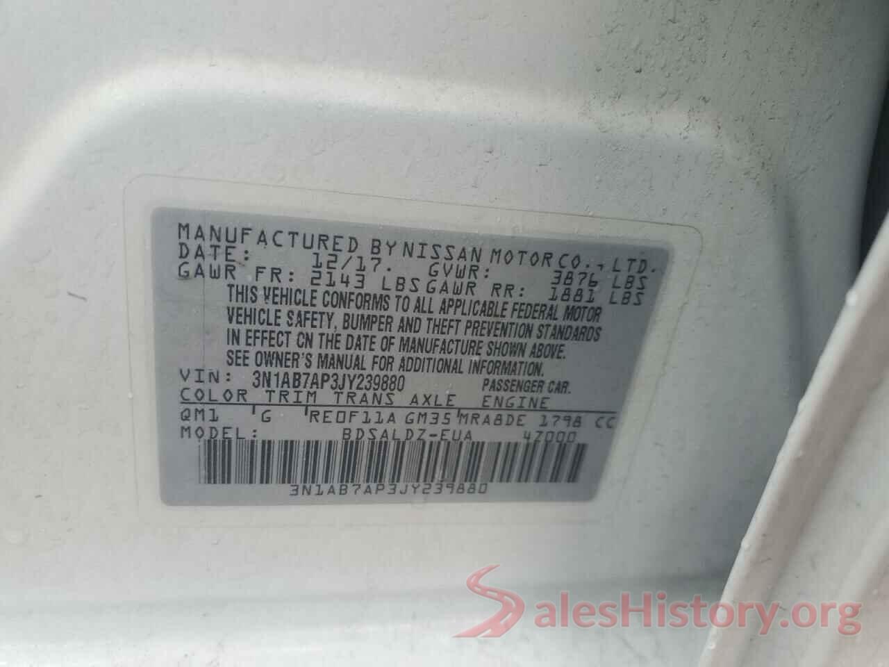 3N1AB7AP3JY239880 2018 NISSAN SENTRA