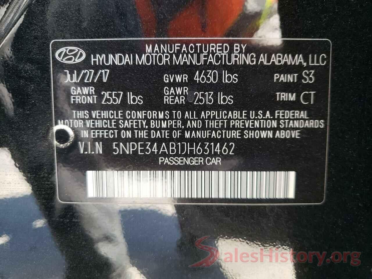 5NPE34AB1JH631462 2018 HYUNDAI SONATA