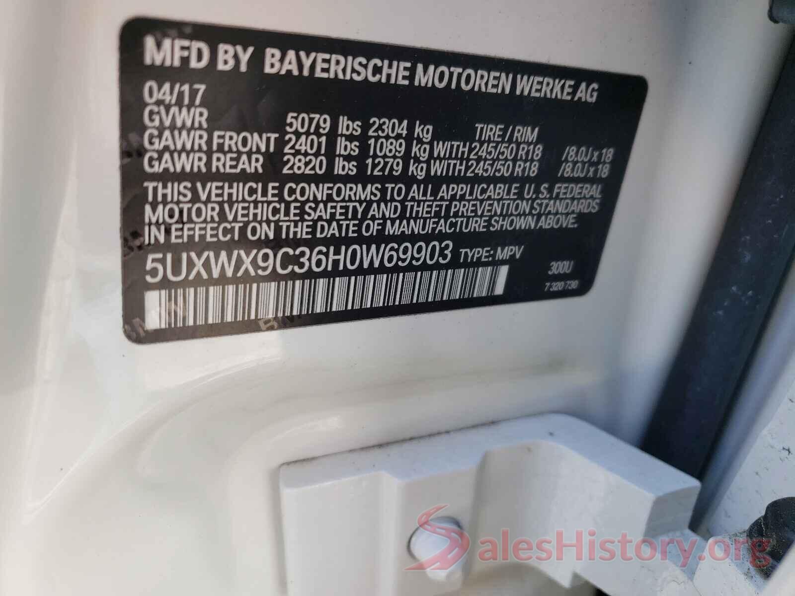 5UXWX9C36H0W69903 2017 BMW X3