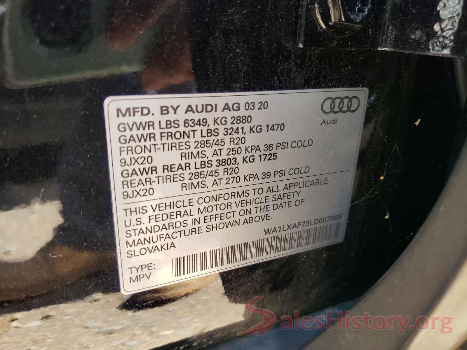 WA1LXAF73LD007065 2020 AUDI Q7