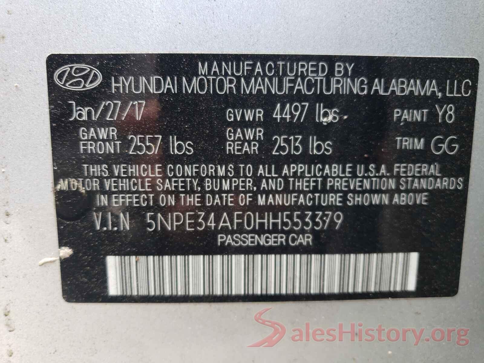 5NPE34AF0HH553379 2017 HYUNDAI SONATA