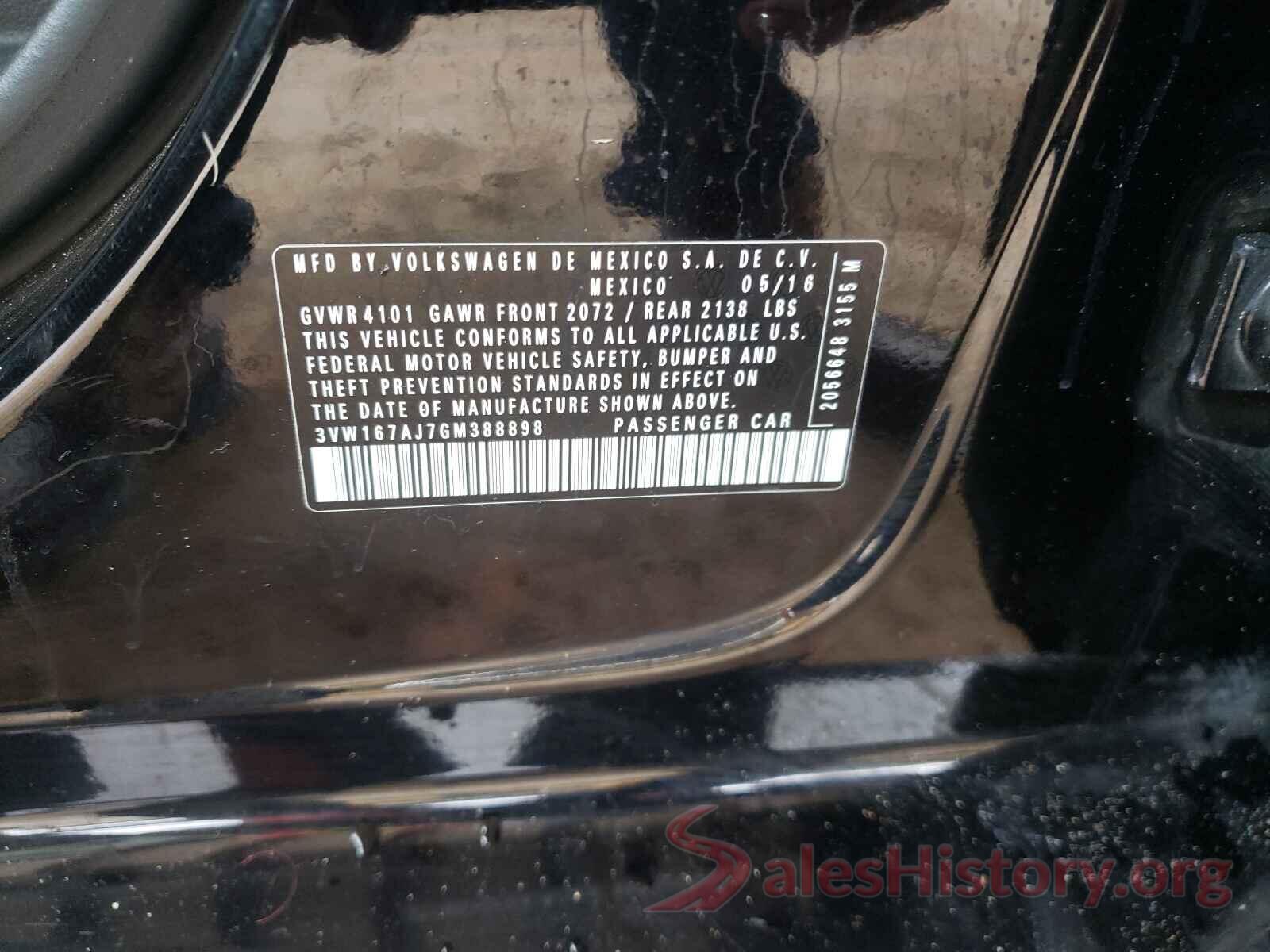 3VW167AJ7GM388898 2016 VOLKSWAGEN JETTA