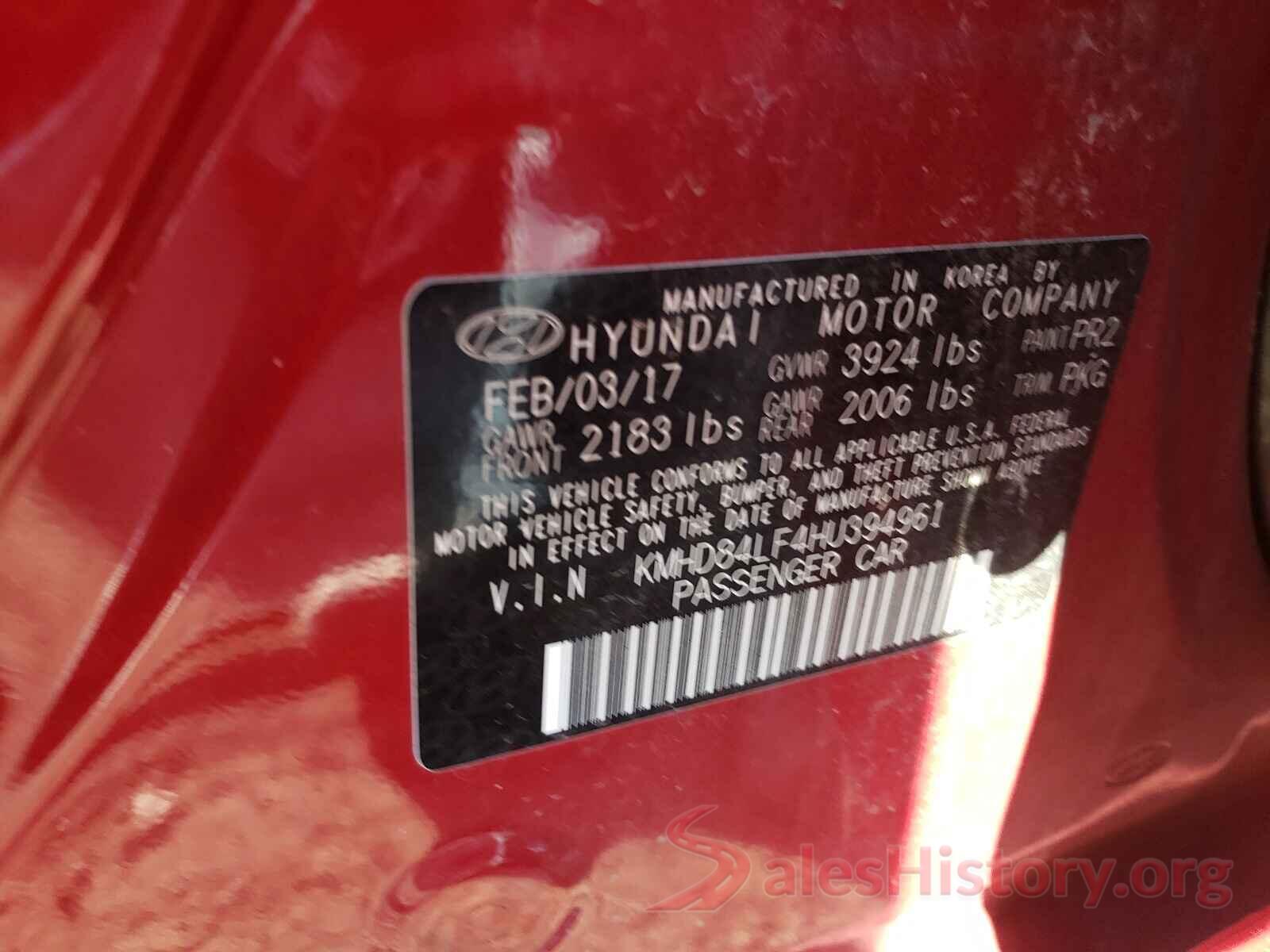 KMHD84LF4HU394961 2017 HYUNDAI ELANTRA