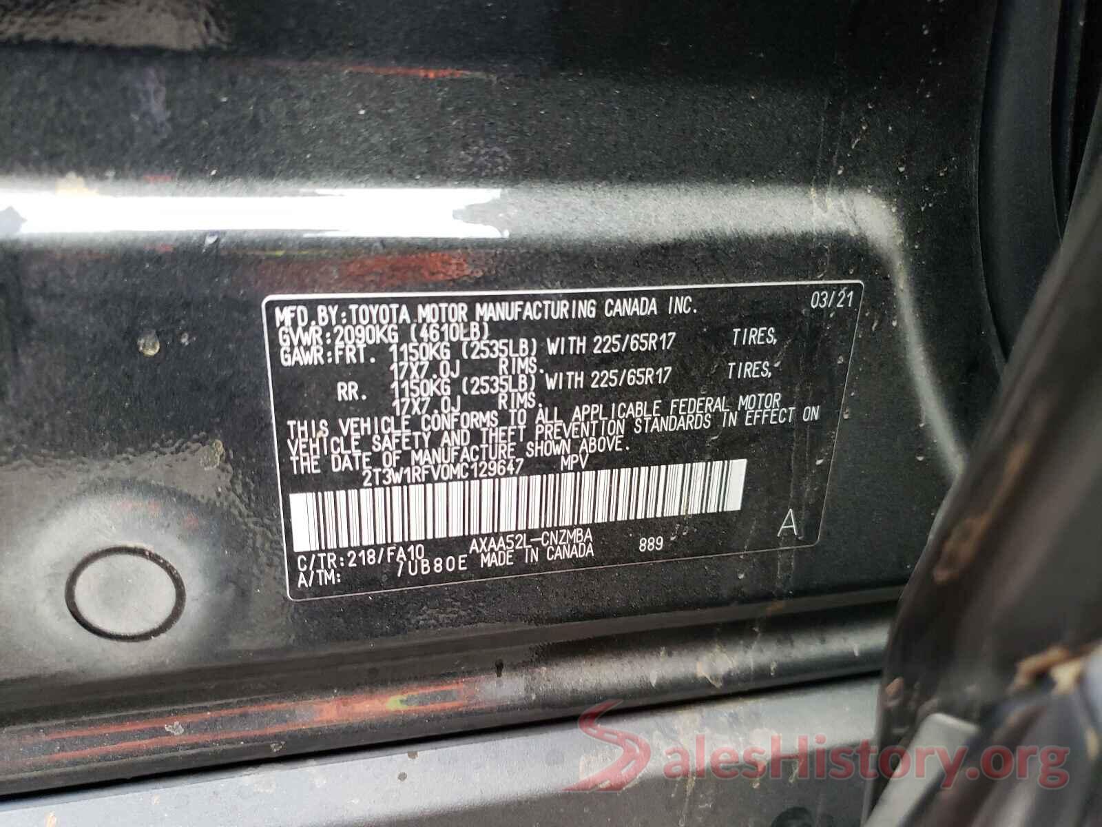 2T3W1RFV0MC129647 2021 TOYOTA RAV4