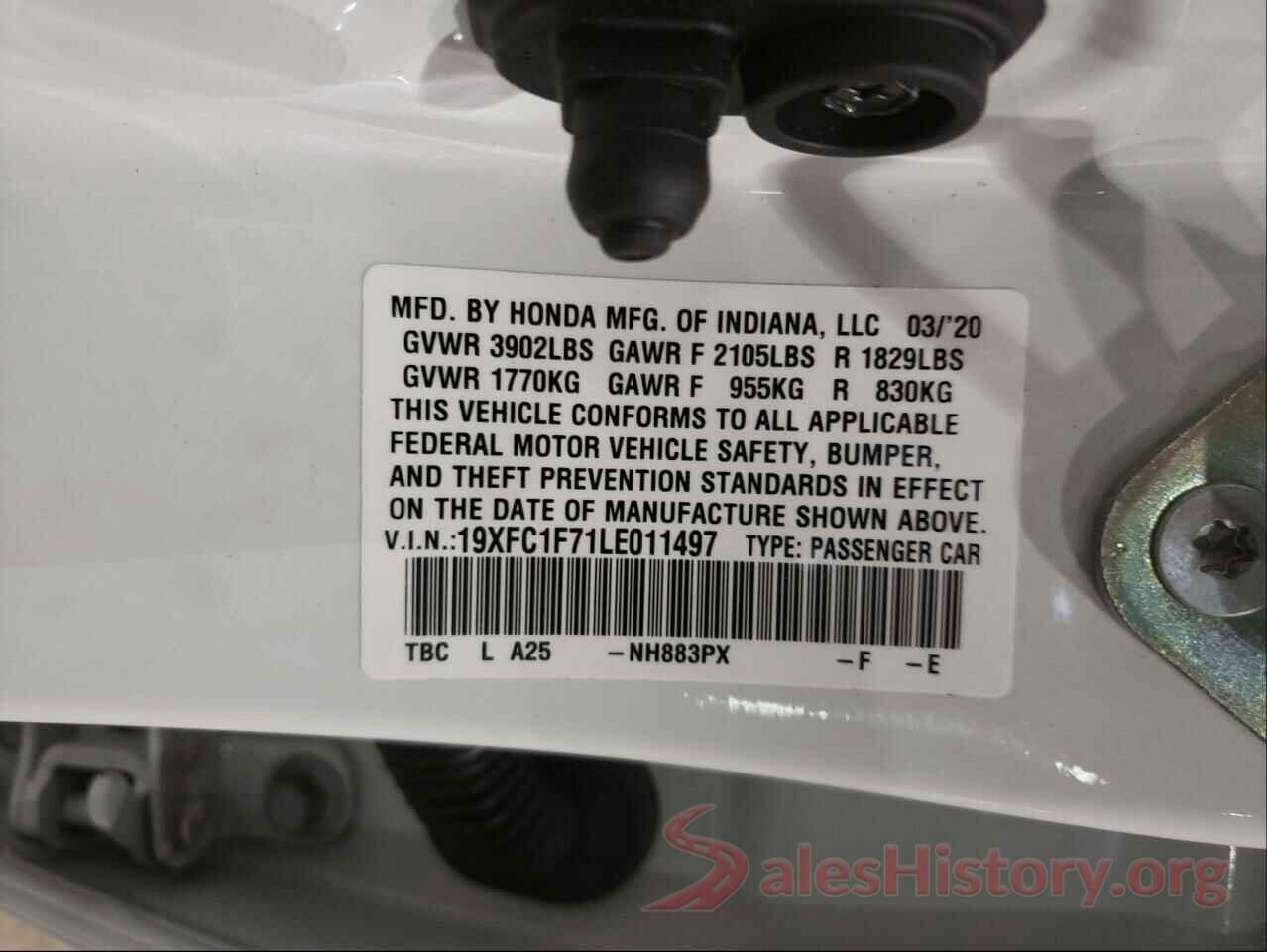 19XFC1F71LE011497 2020 HONDA CIVIC