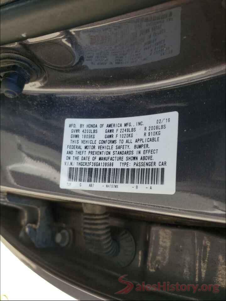 1HGCR2F36GA139586 2016 HONDA ACCORD