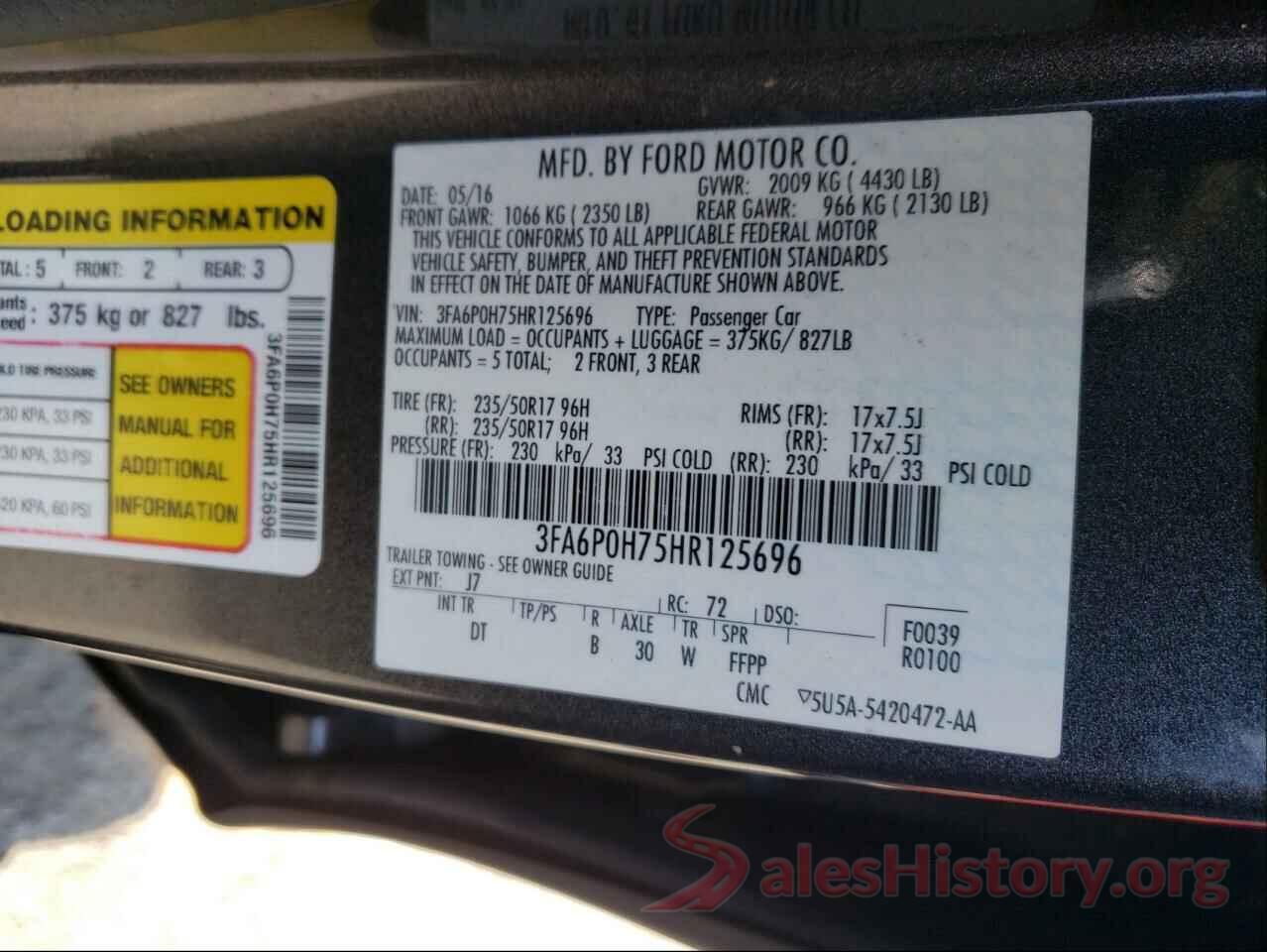 3FA6P0H75HR125696 2017 FORD FUSION