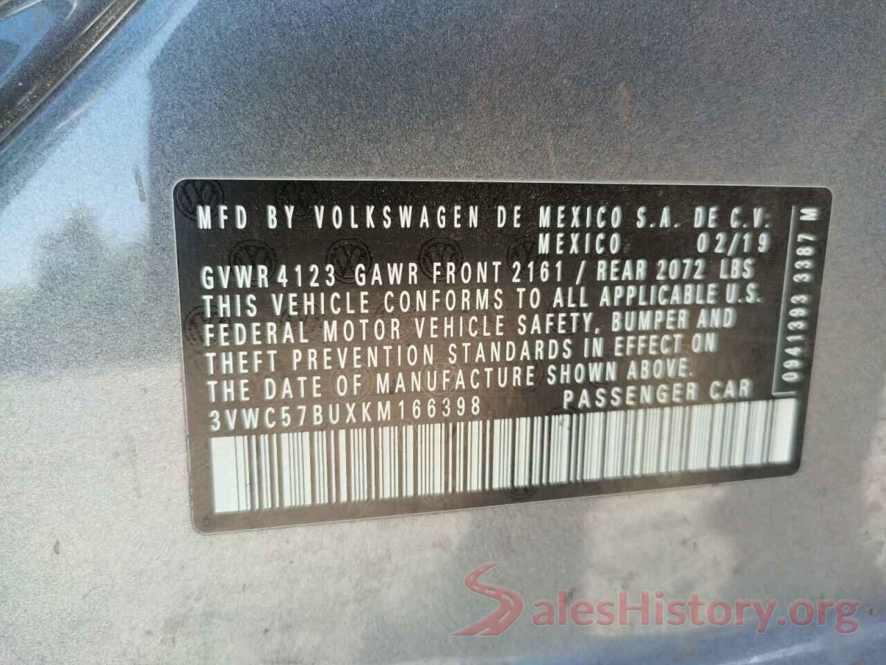 3VWC57BUXKM166398 2019 VOLKSWAGEN JETTA