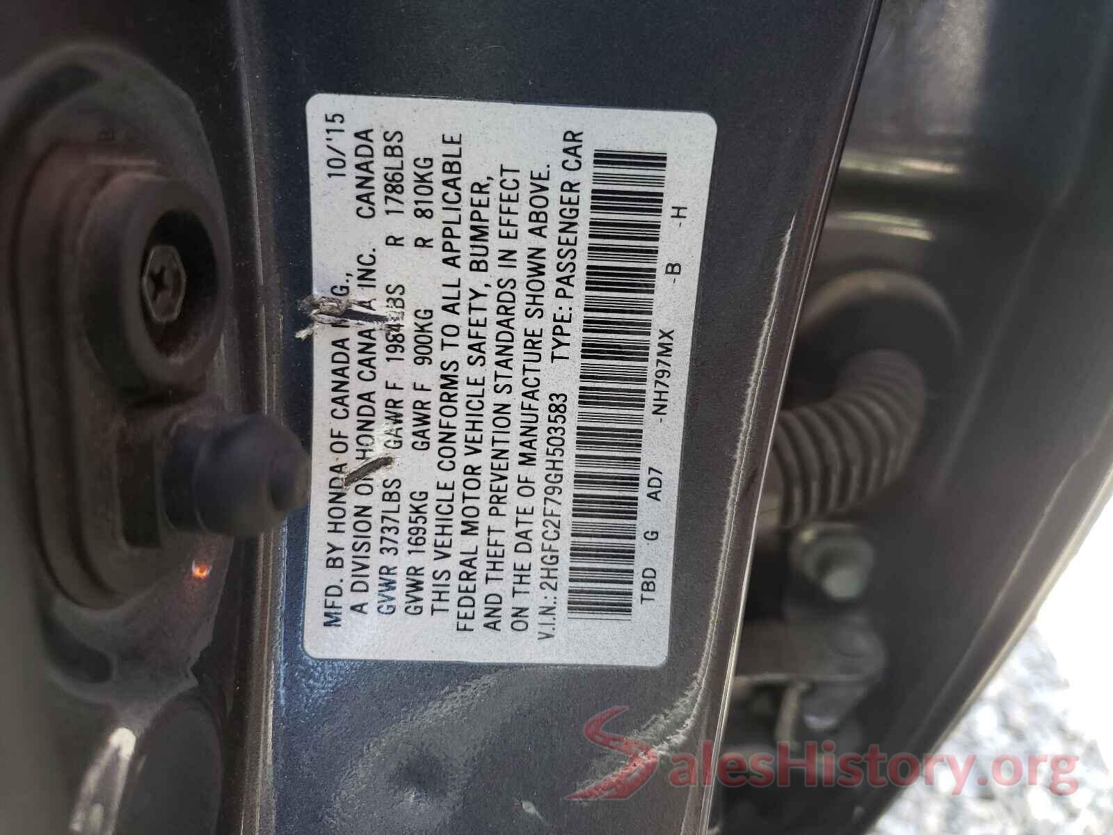 2HGFC2F79GH503583 2016 HONDA CIVIC