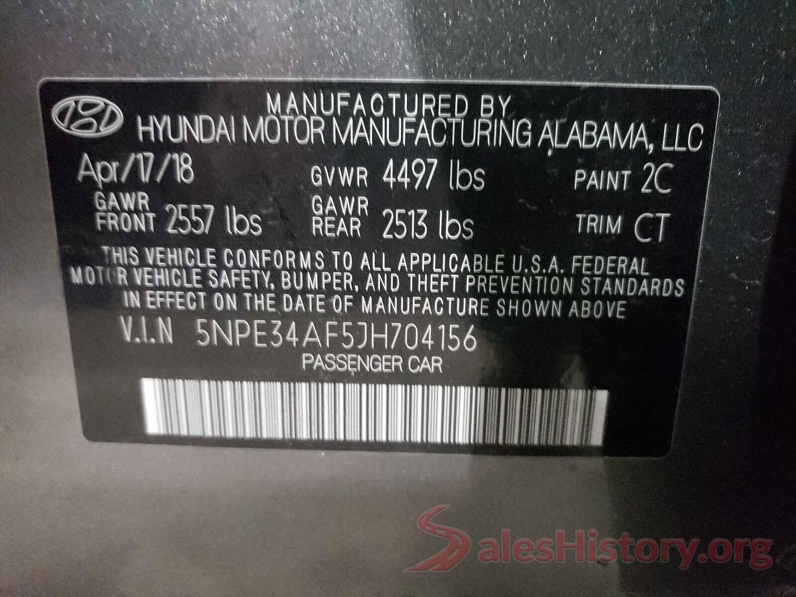 5NPE34AF5JH704156 2018 HYUNDAI SONATA