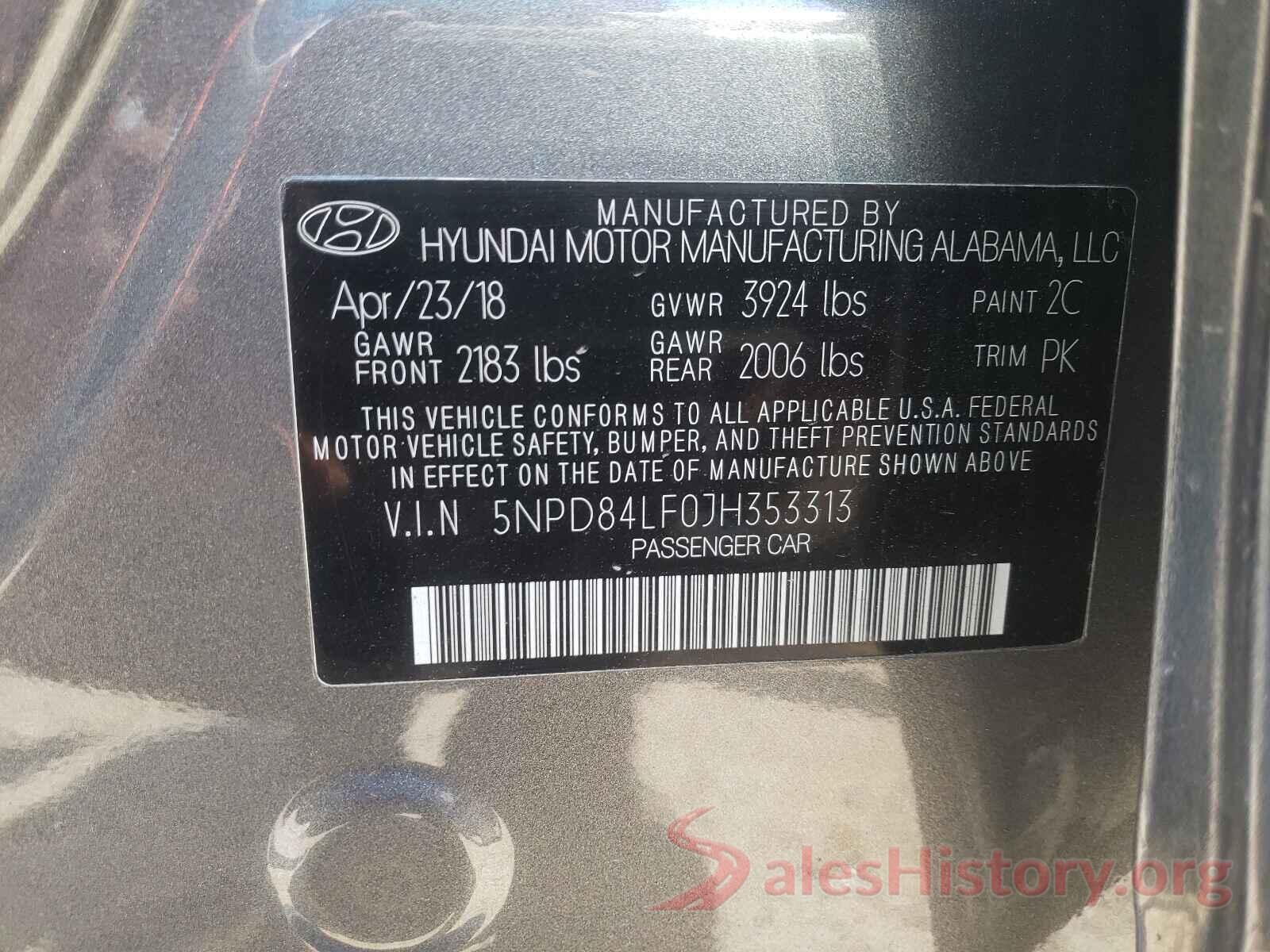 5NPD84LF0JH353313 2018 HYUNDAI ELANTRA