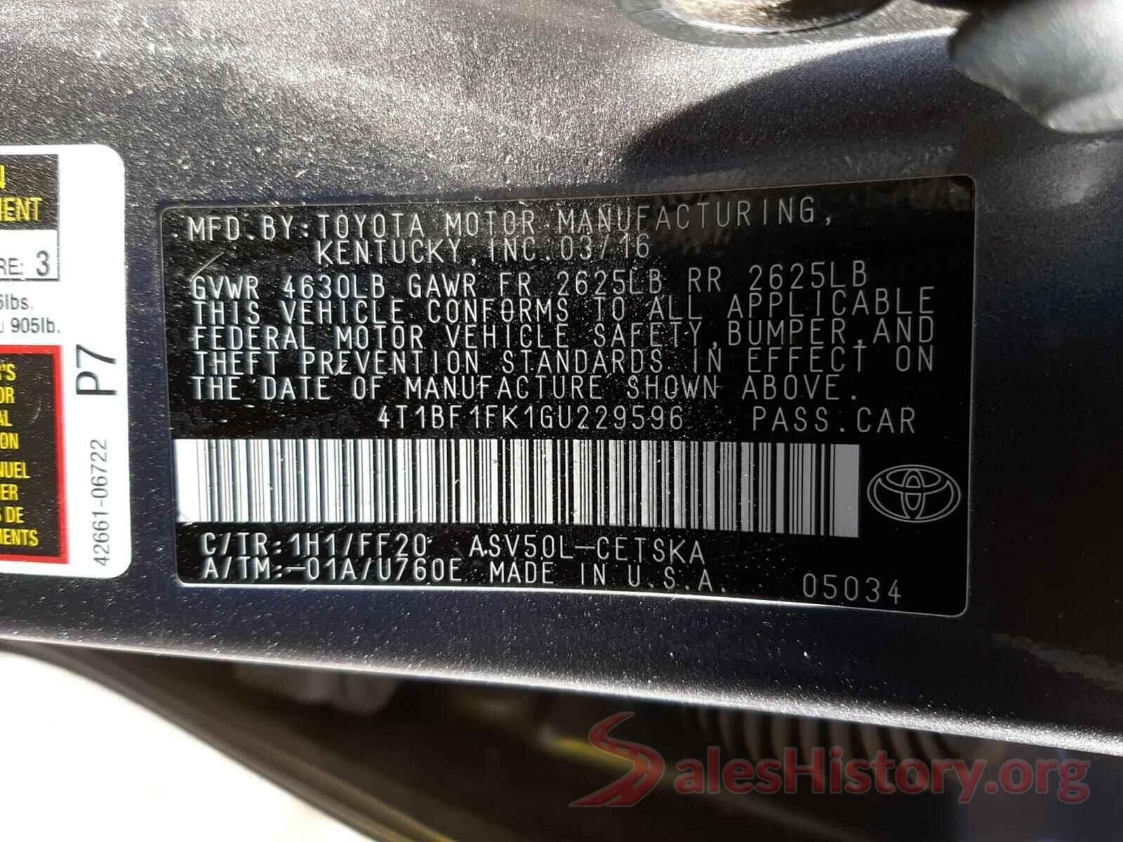 4T1BF1FK1GU229596 2016 TOYOTA CAMRY