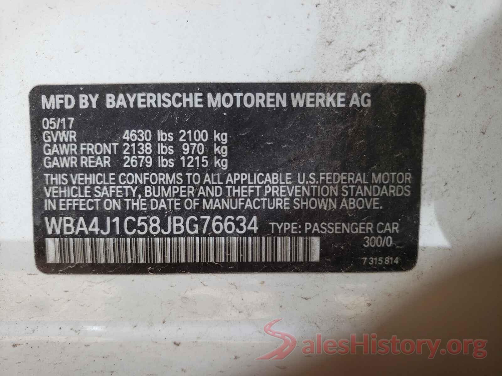 WBA4J1C58JBG76634 2018 BMW 4 SERIES