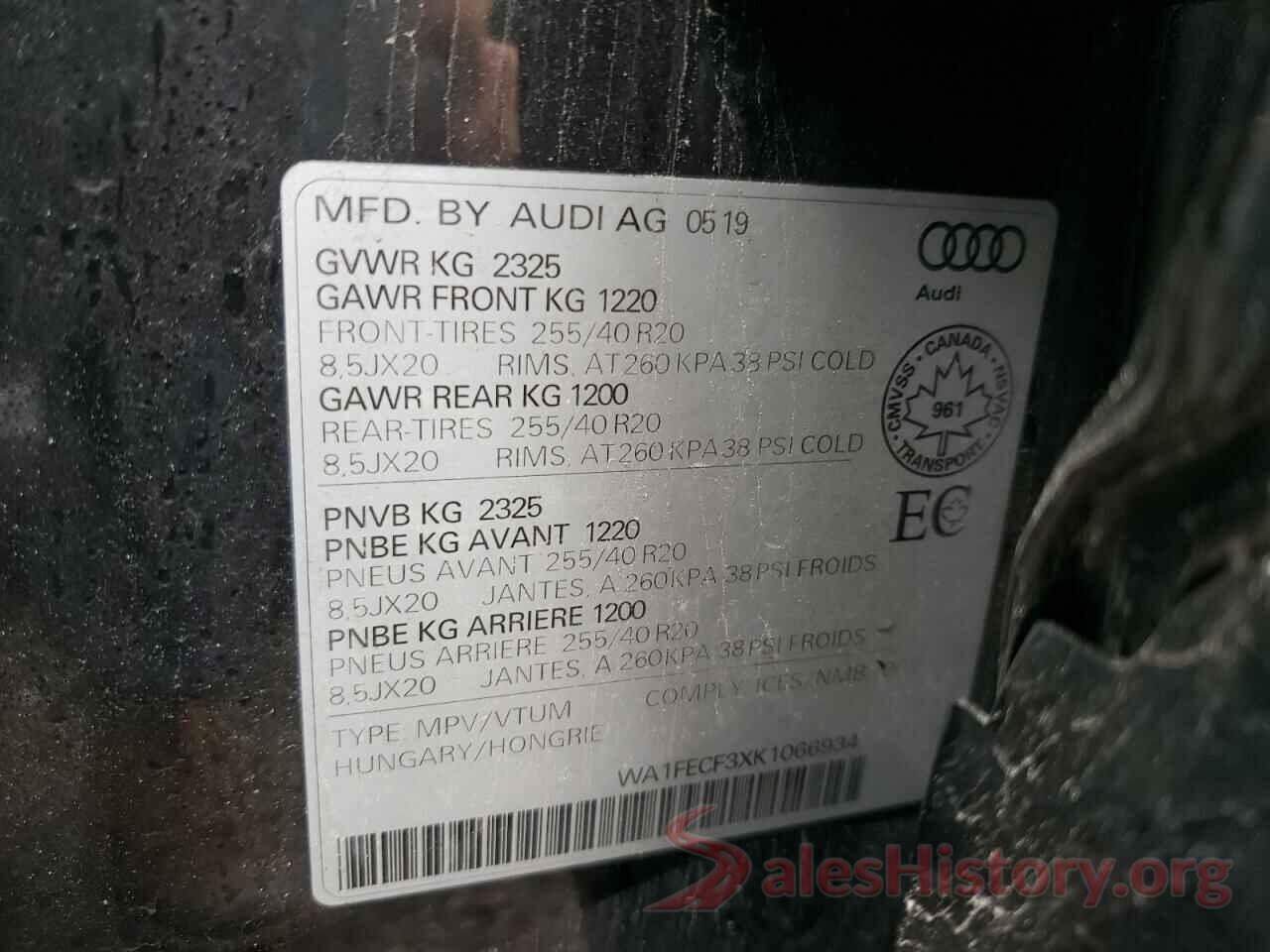 WA1FECF3XK1066934 2019 AUDI Q3