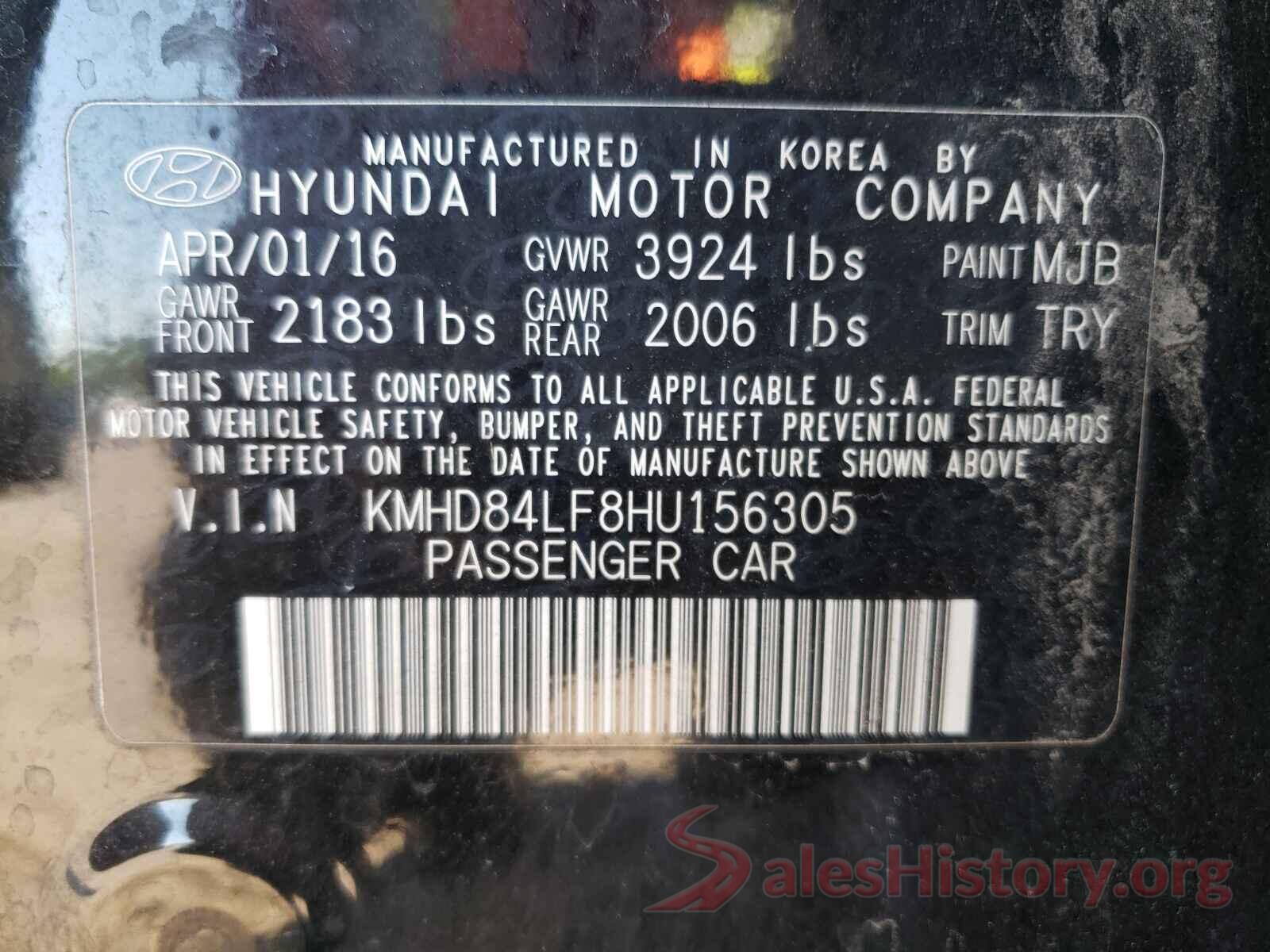 KMHD84LF8HU156305 2017 HYUNDAI ELANTRA