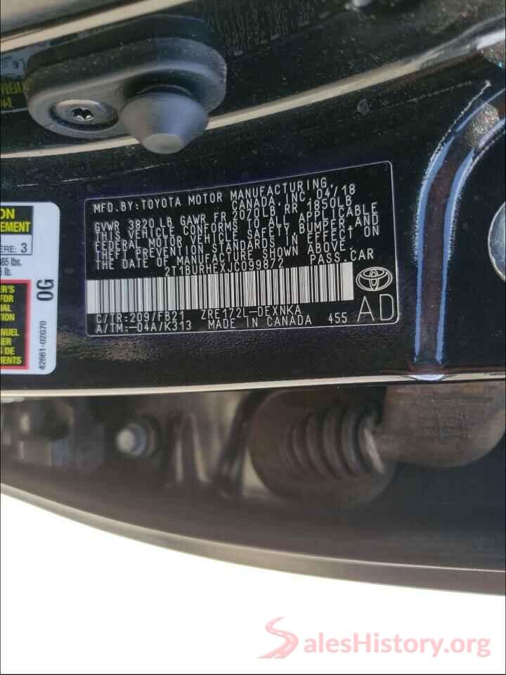 2T1BURHEXJC099872 2018 TOYOTA COROLLA