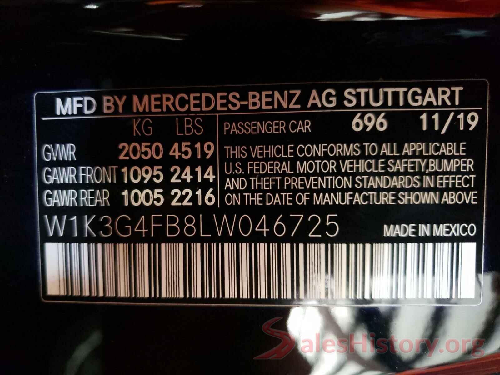 W1K3G4FB8LW046725 2020 MERCEDES-BENZ ALL OTHER