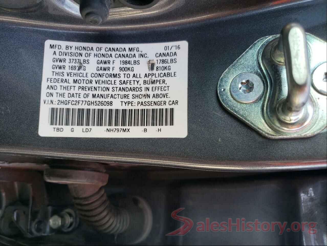 2HGFC2F77GH526098 2016 HONDA CIVIC