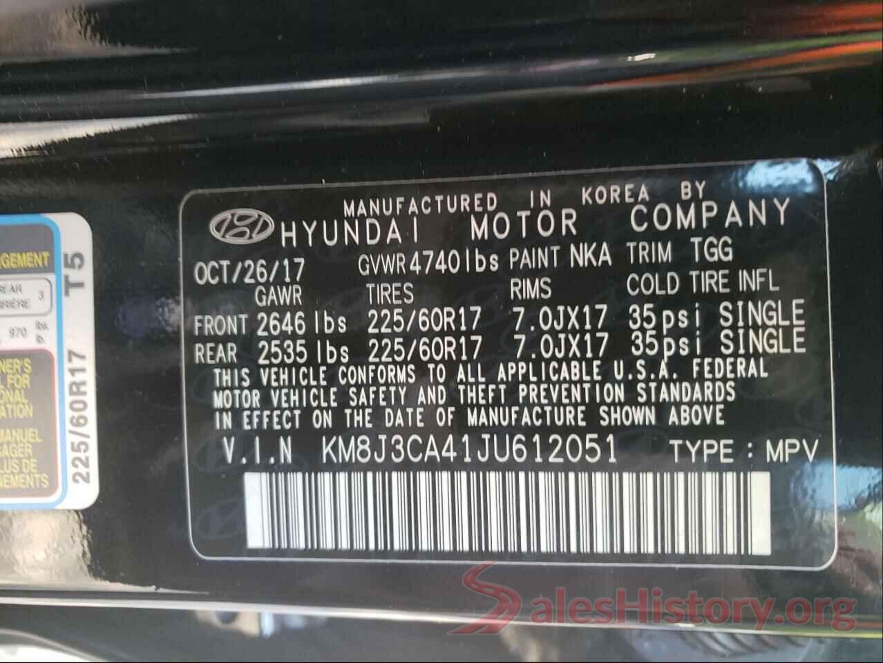 KM8J3CA41JU612051 2018 HYUNDAI TUCSON