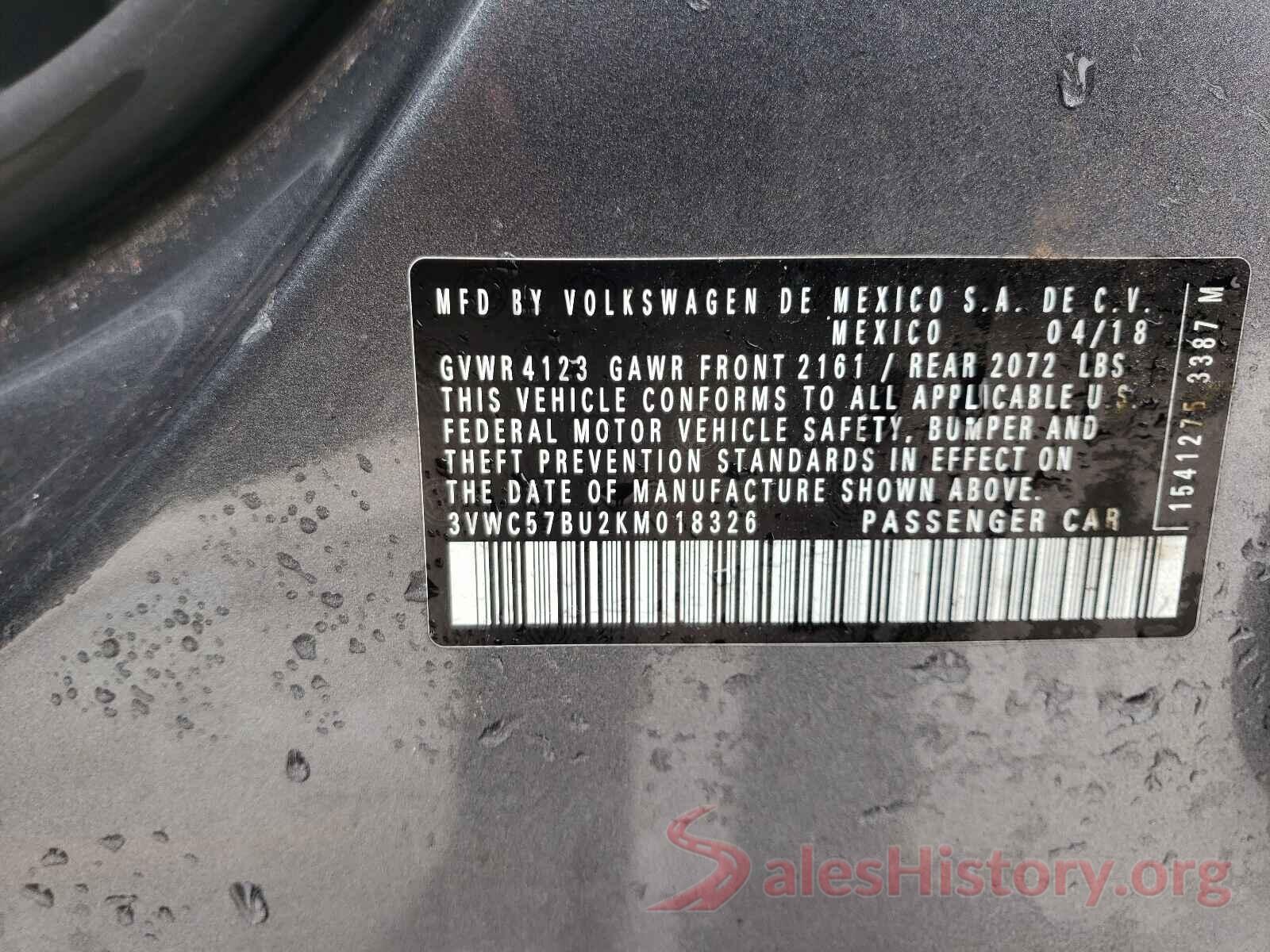 3VWC57BU2KM018326 2019 VOLKSWAGEN JETTA