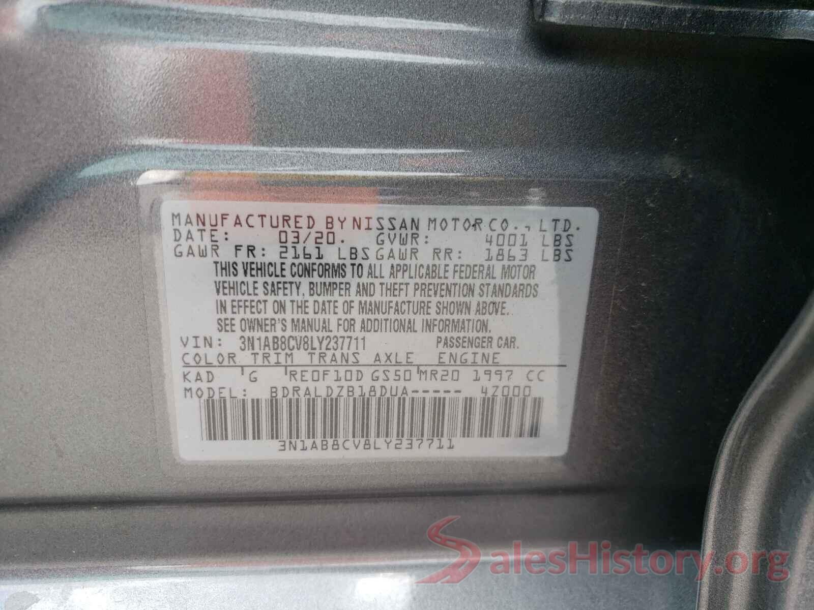 3N1AB8CV8LY237711 2020 NISSAN SENTRA